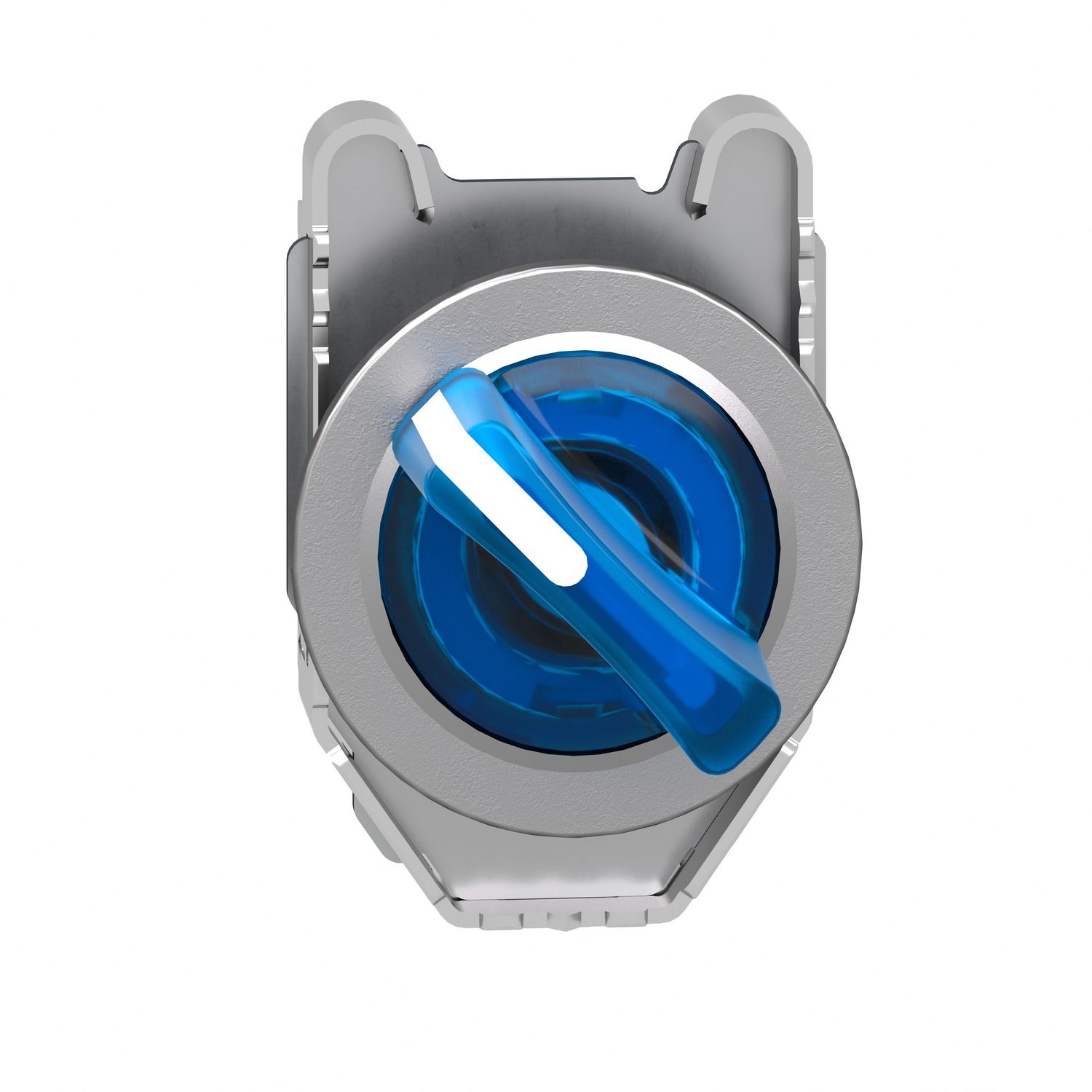 Picture of Head for illuminated selector switch, Harmony XB4, metal, blue handle, 30mm, universal LED, 2 positions, stay put