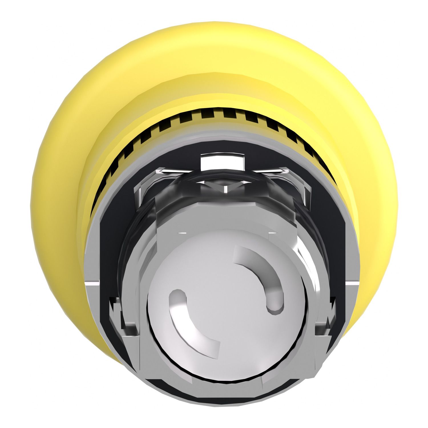 Picture of Mushroom push button head 40mm, Harmony XB4, metal, yellow, 22mm, latching push pull