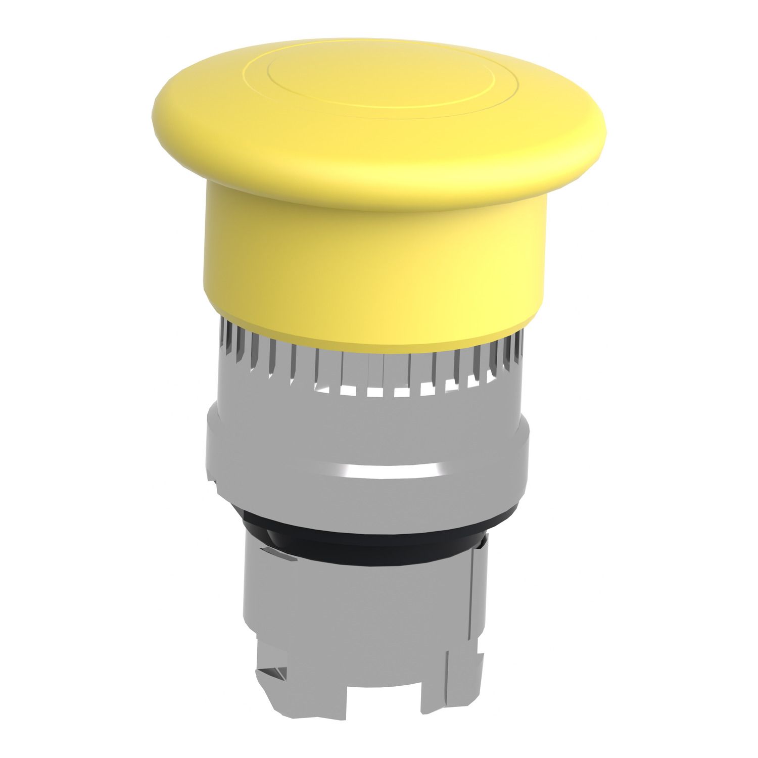 Picture of Mushroom push button head 40mm, Harmony XB4, metal, yellow, 22mm, latching push pull