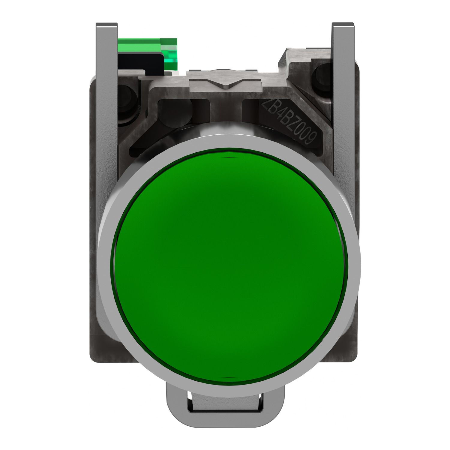 Picture of Wireless and batteryless transmitter, Harmony XB5R, push button, metal, green, 22mm, spring return
