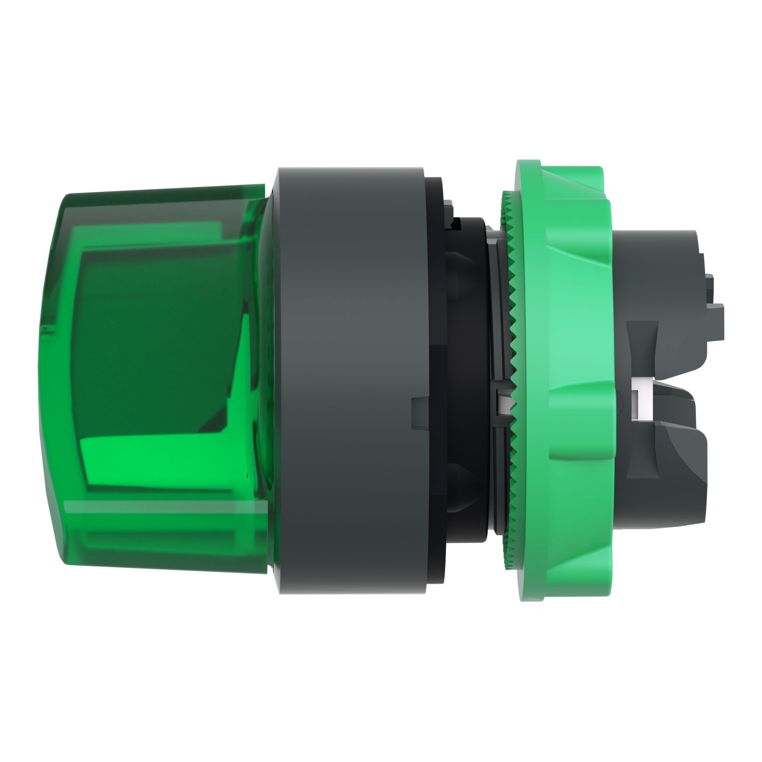 Picture of Head for illuminated selector switch, Harmony XB5, universal LED,  green handle, 22mm, 2 positions, spring return