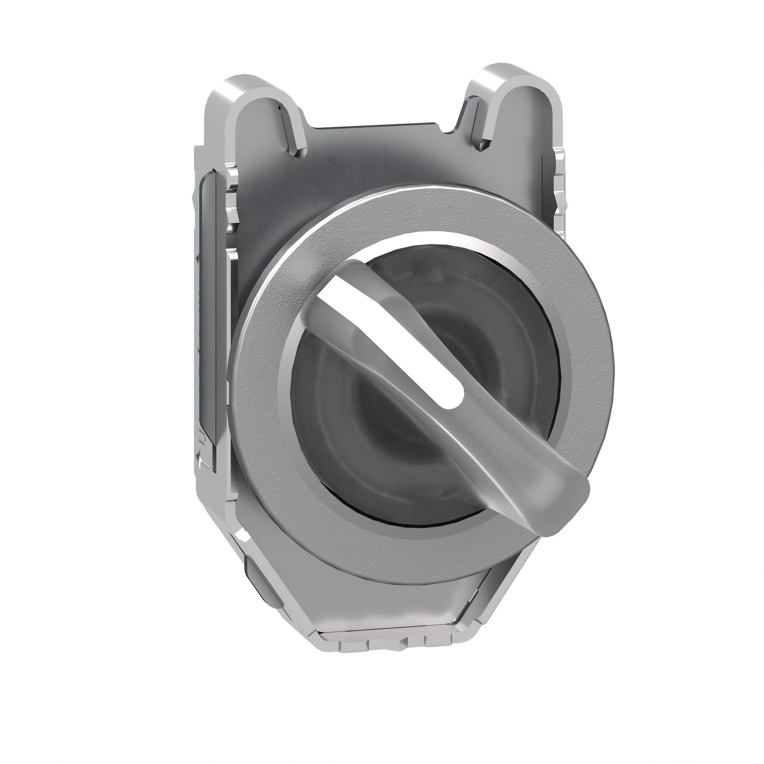 Picture of Head for illuminated selector switch, Harmony XB4, metal, white handle, 30mm, universal LED, 2 positions, stay put