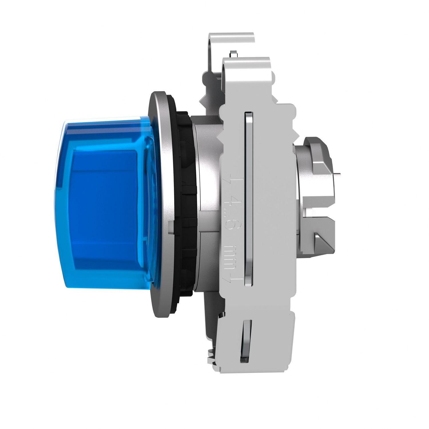 Picture of Head for illuminated selector switch, Harmony XB4, metal, blue handle, 30mm, universal LED, 3 positions, right to center