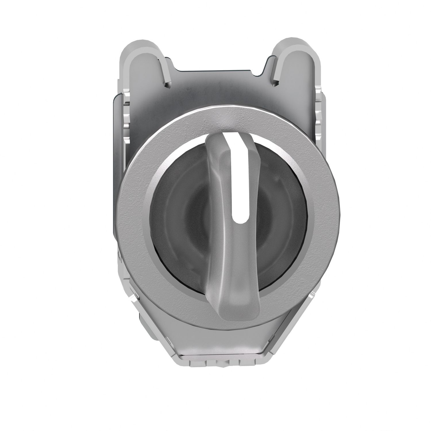 Picture of Head for illuminated selector switch, Harmony XB4, universal LED,  white handle, flush, 30mm, 3 positions, spring return