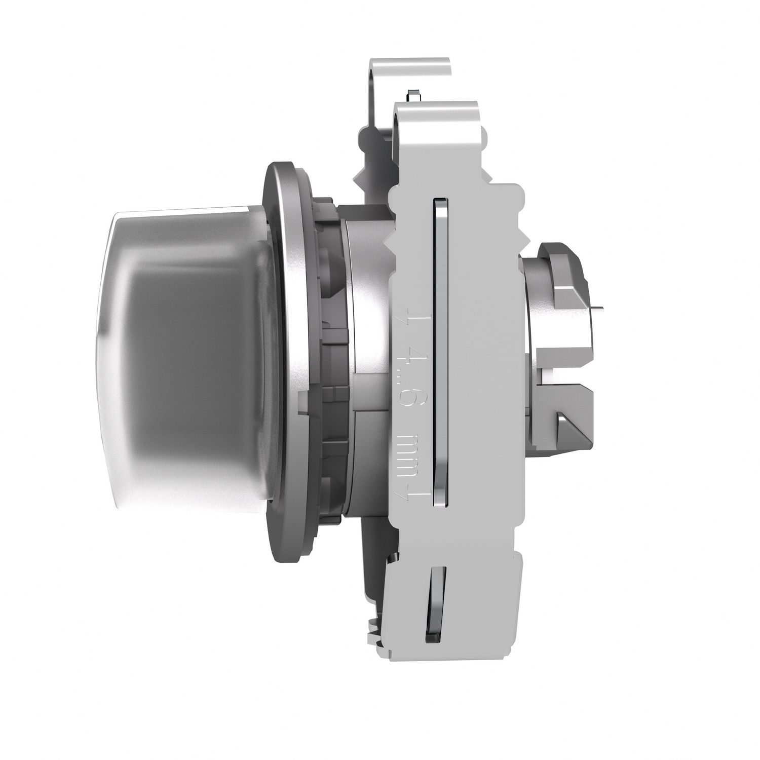 Picture of Head for illuminated selector switch, Harmony XB4, universal LED,  white handle, flush, 30mm, 3 positions, spring return