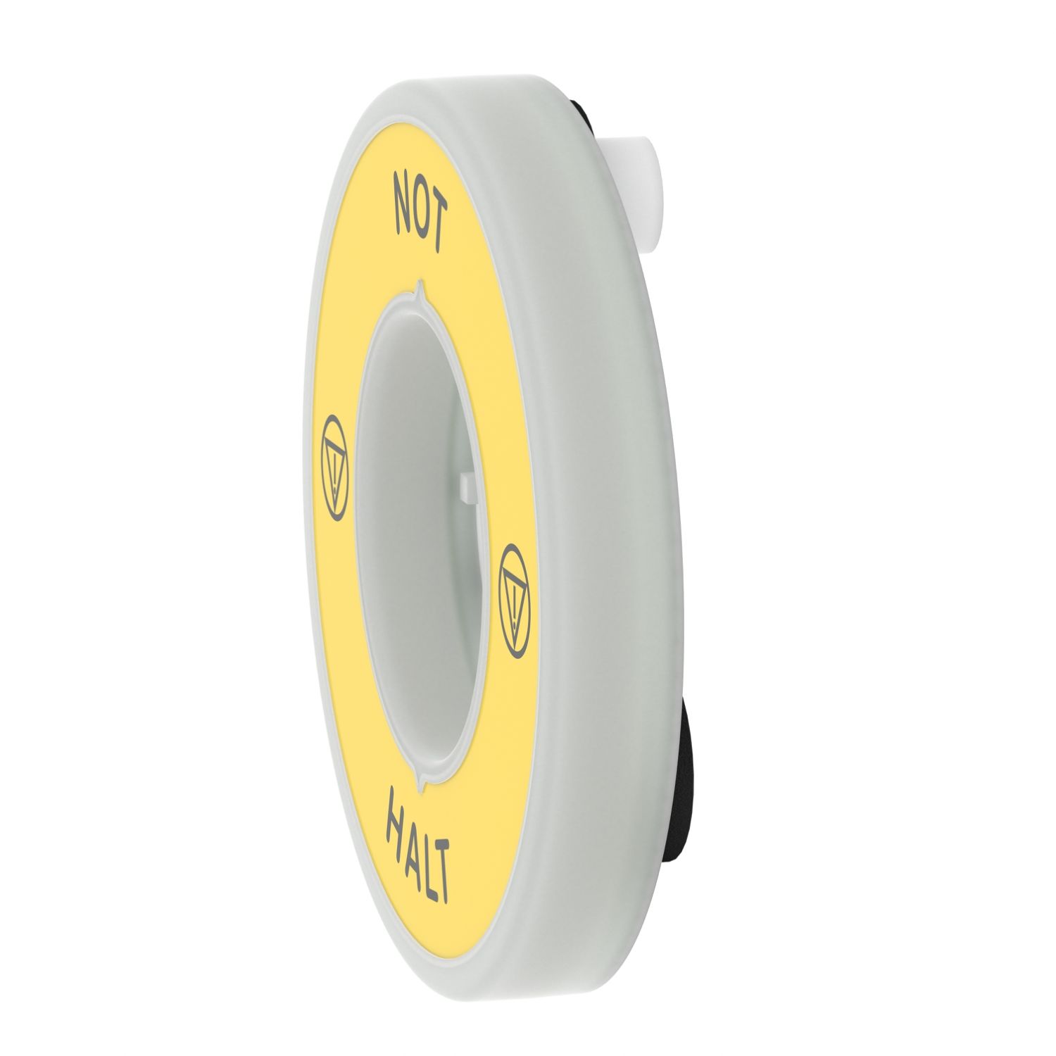 Picture of Illuminated marked legend ring, Harmony XB5, 60mm, plastic, yellow, red fixed integral LED, marked NOT HALT, 24V AC DC