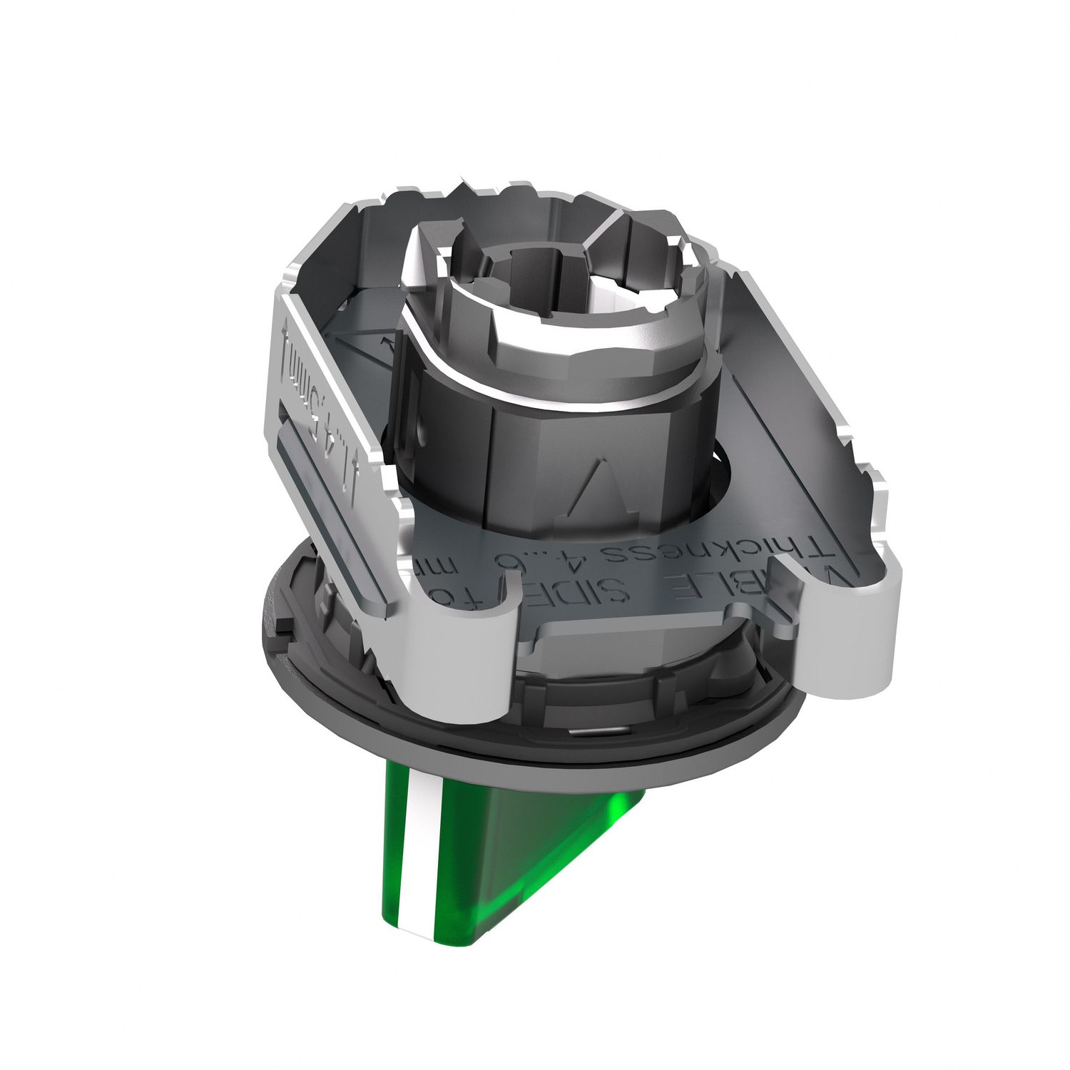 Picture of Head for illuminated selector switch, Harmony XB4, metal, green handle, flush mounted, 30mm, universal LED, 2 positions