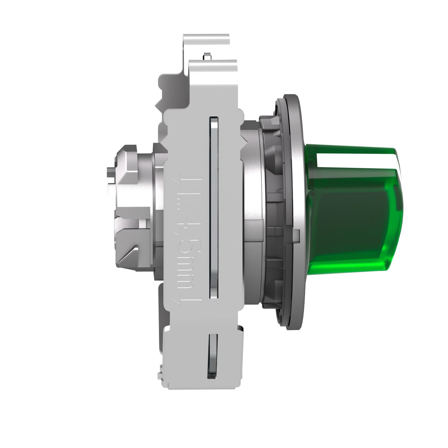 Picture of Head for illuminated selector switch, Harmony XB4, metal, green handle, flush mounted, 30mm, universal LED, 2 positions