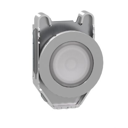 Picture of Head for illuminated push button, Harmony XB4, metal, white flush mounted, 30mm, universal LED, for legend of insertion
