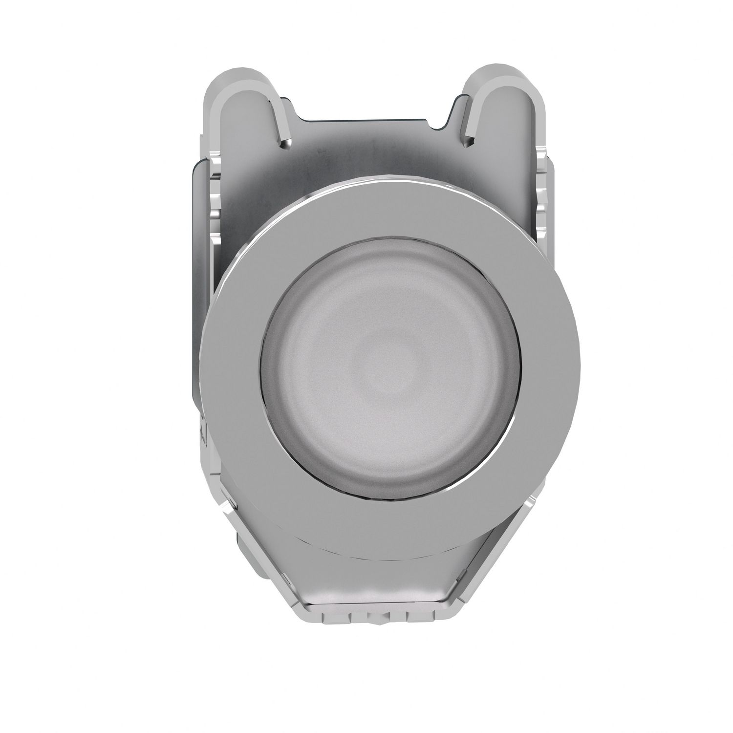 Picture of Head for illuminated push button, Harmony XB4, metal, white flush mounted, 30mm, universal LED, for legend of insertion