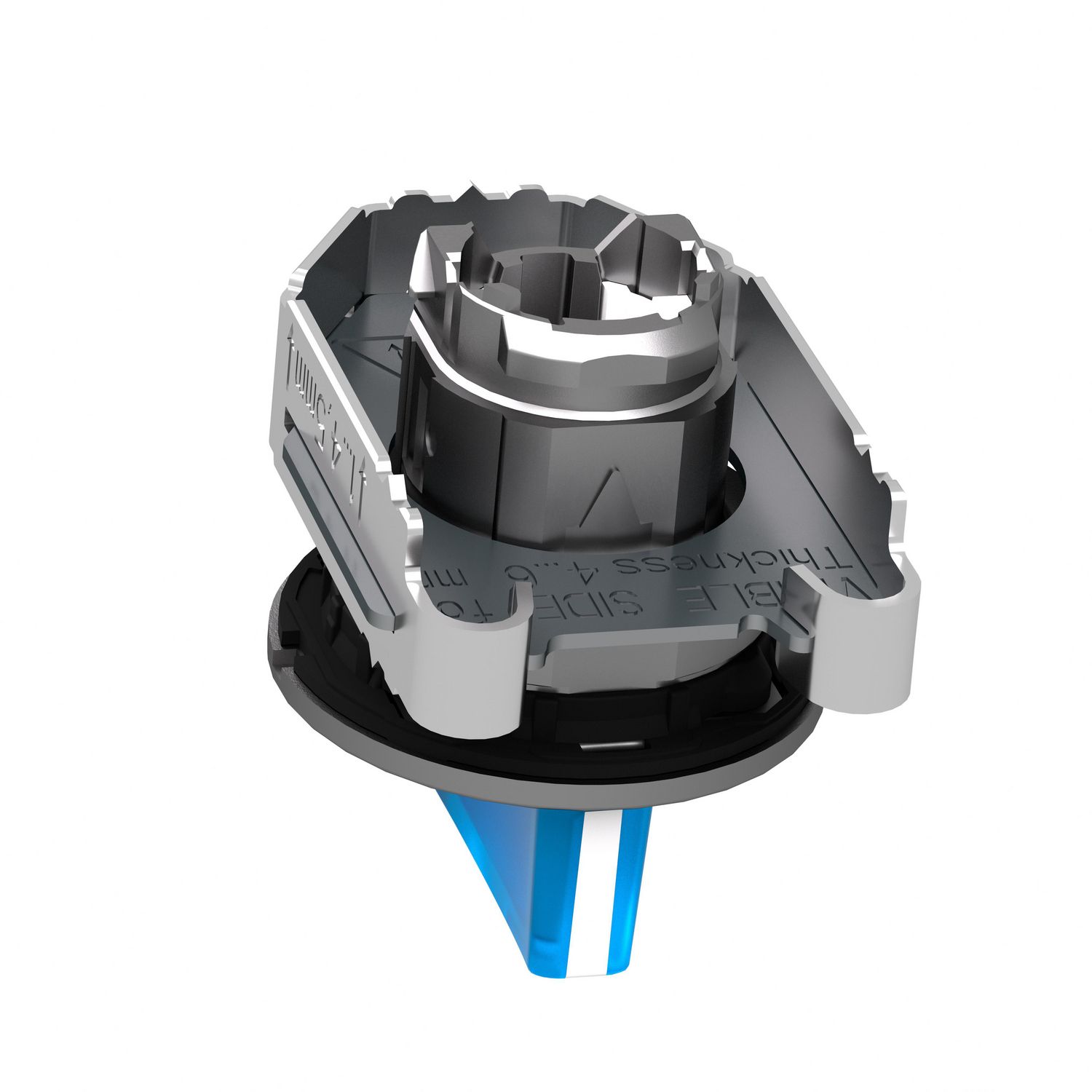 Picture of Head for illuminated selector switch, Harmony XB4, metal, blue handle, 30mm, universal LED, 3 positions, to center