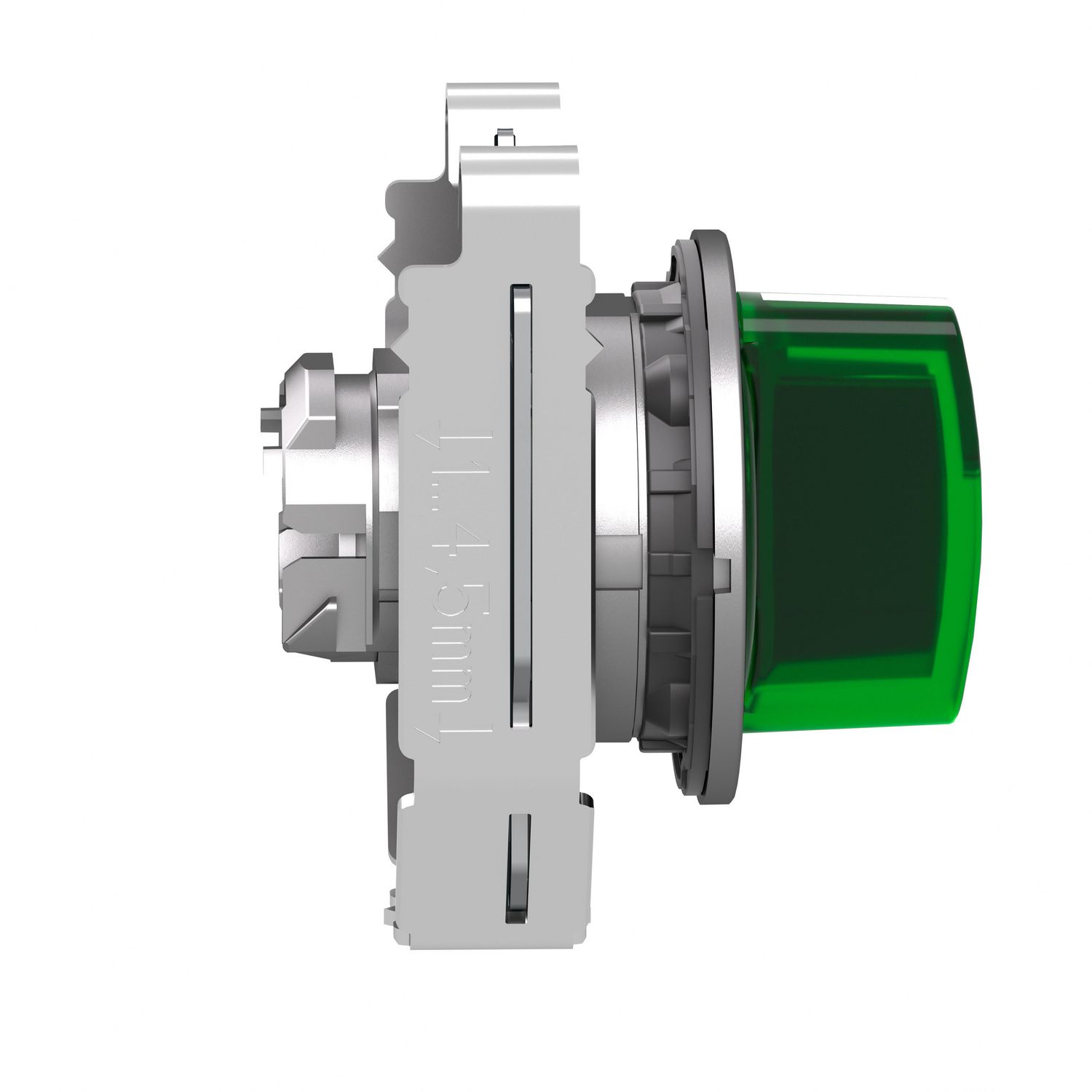 Picture of Head for illuminated selector switch, Harmony XB4, metal, green handle, flush mounted, 30mm, universal LED, 3 positions