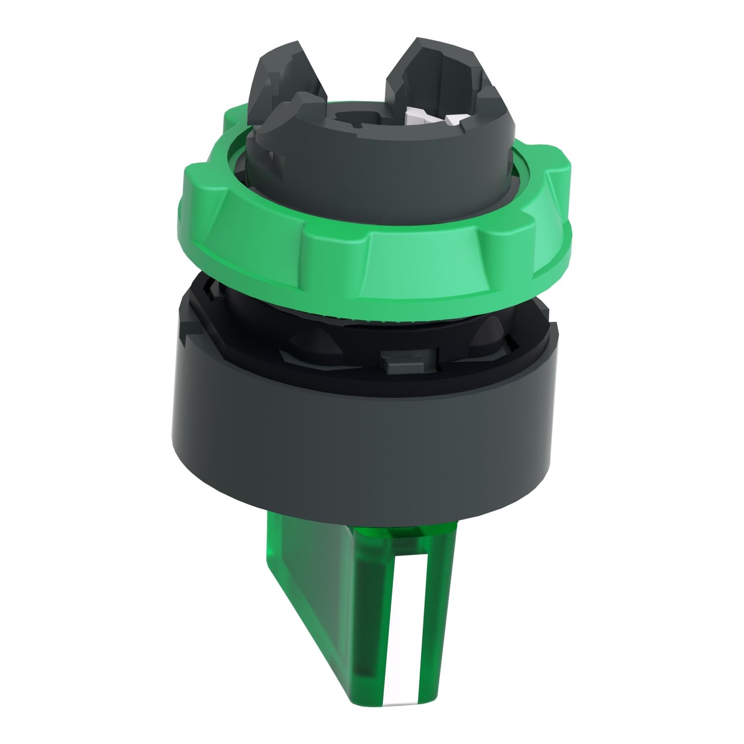 Picture of Head for illuminated selector switch, Harmony XB5, dark grey plastic, green handle, 22mm, universal LED, 3 positions,