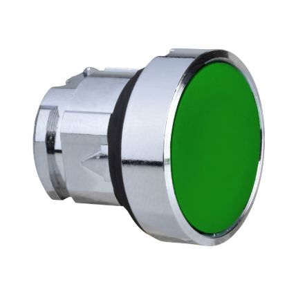 Picture of Head for non illuminated push button, Harmony XB4, metal, flush, green, 22mm, spring return, booted, unmarked