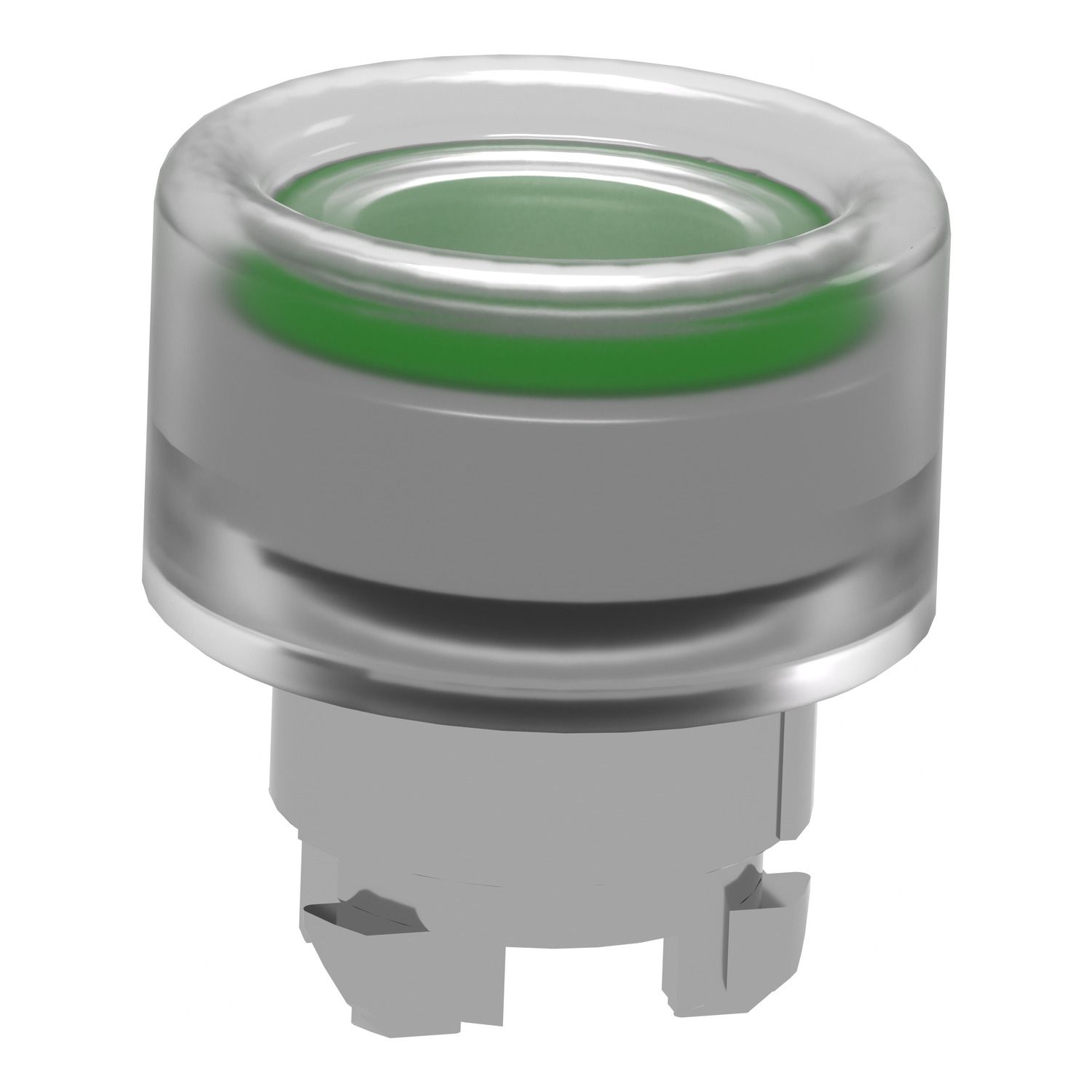Picture of Head for non illuminated push button, Harmony XB4, metal, flush, green, 22mm, spring return, booted, unmarked