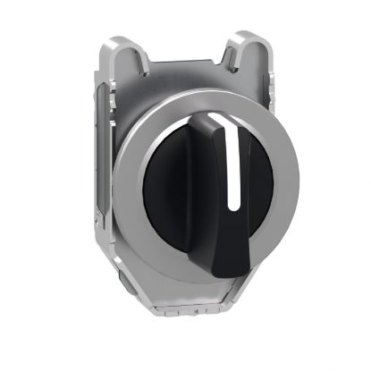 Picture of Head for selector switch, Harmony XB4, black handle, flush, 30mm, 3 positions, spring return