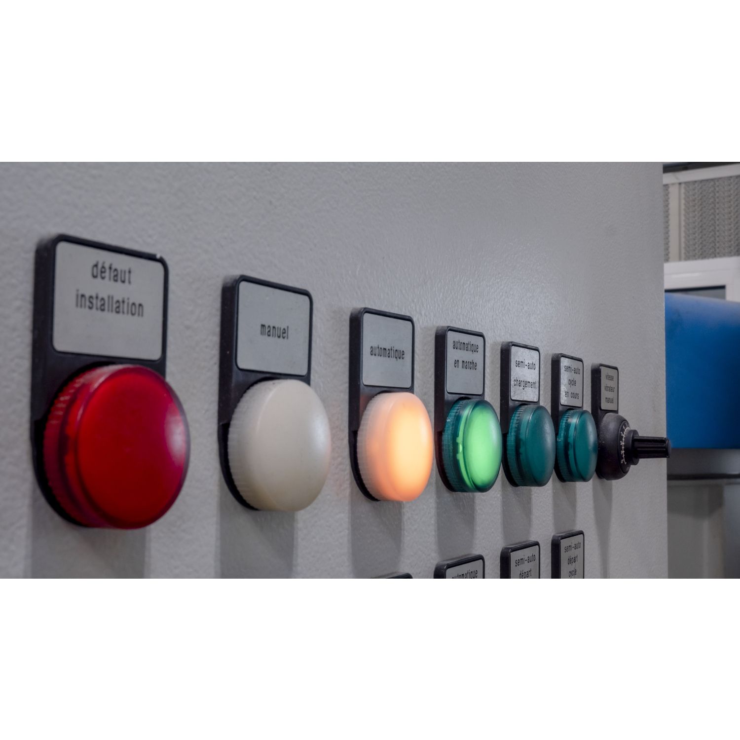 Picture of Illuminated marked legend ring, Harmony XB5, 60mm, plastic, yellow, red fixed integral LED, marked EMERGENCY STOP, 110...120V AC