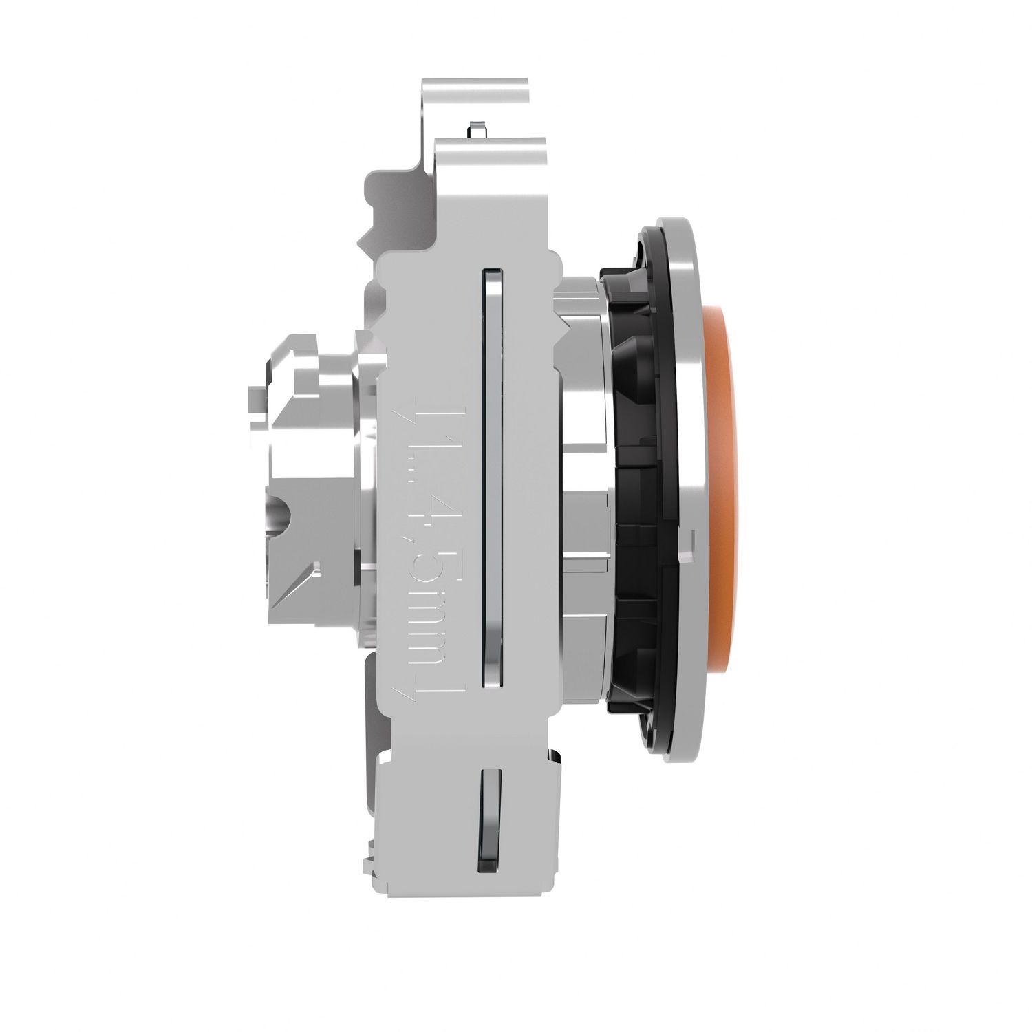 Picture of Head for illuminated push button, Harmony XB4, plastic, orange projecting, 30mm, universal LED, spring return, plain lens