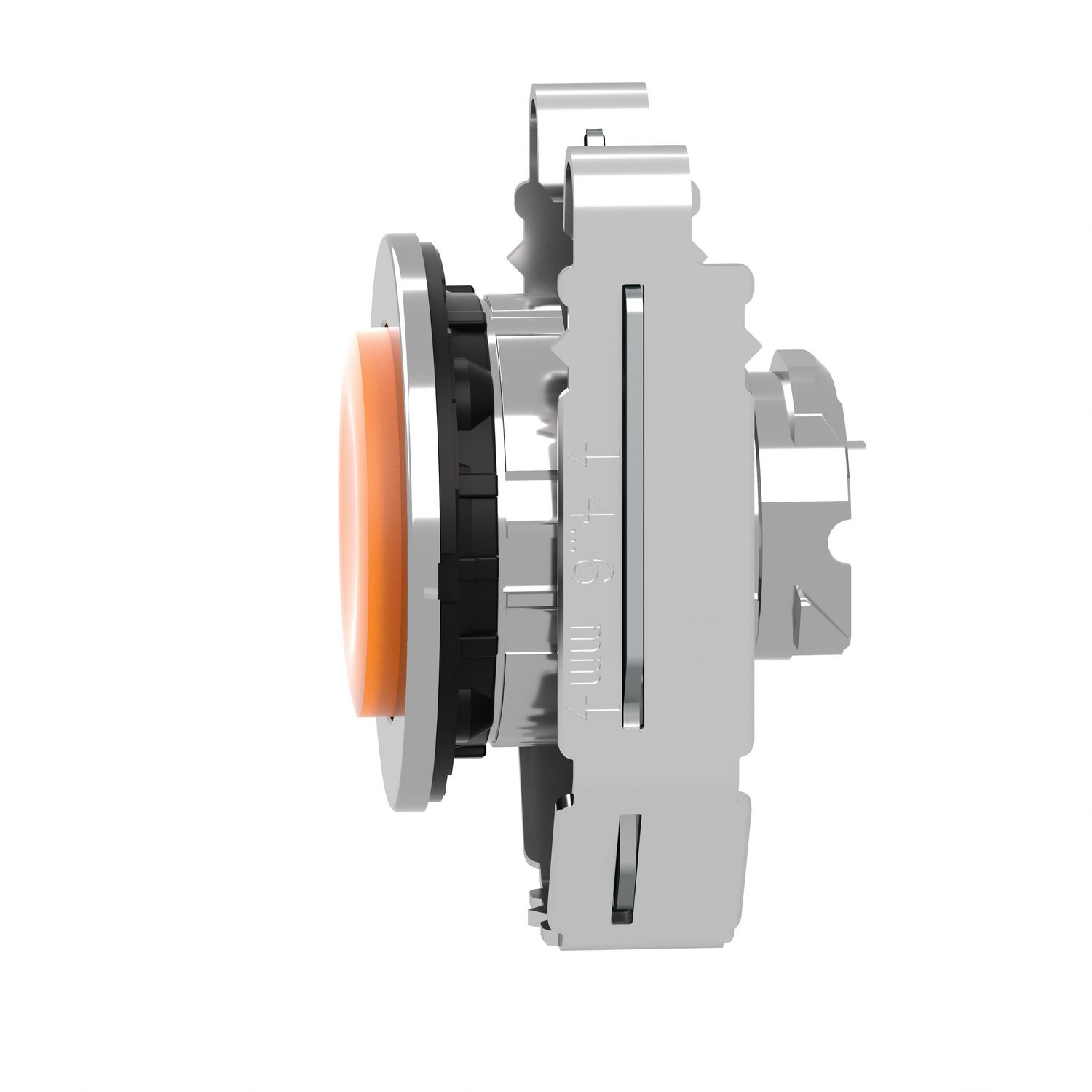 Picture of Head for illuminated push button, Harmony XB4, plastic, orange projecting, 30mm, universal LED, spring return, plain lens