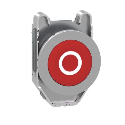 Picture of Head for non illuminated push button, Harmony XB4, flush mounted red flush caps pushbutton white marked "O"