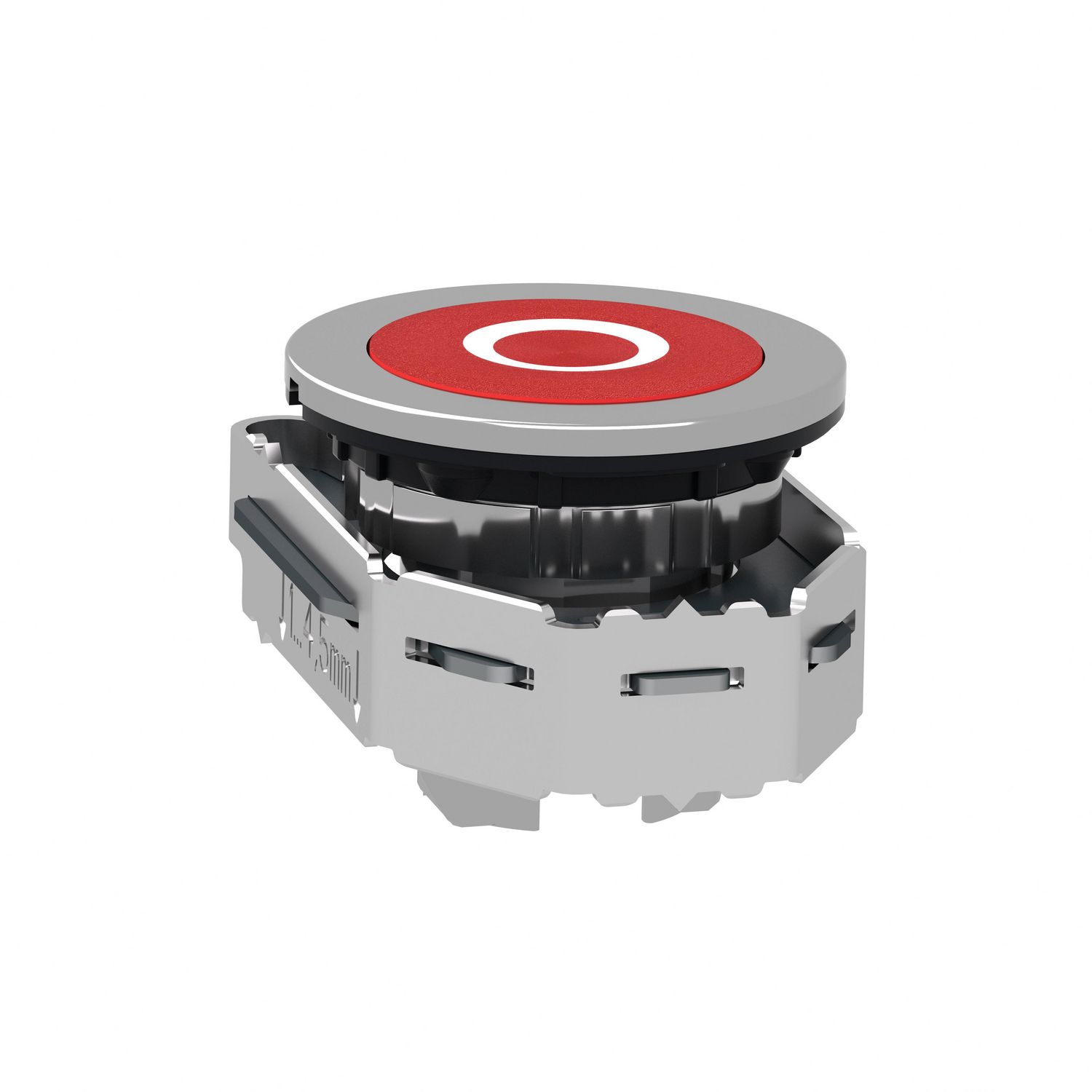 Picture of Head for non illuminated push button, Harmony XB4, flush mounted red flush caps pushbutton white marked "O"