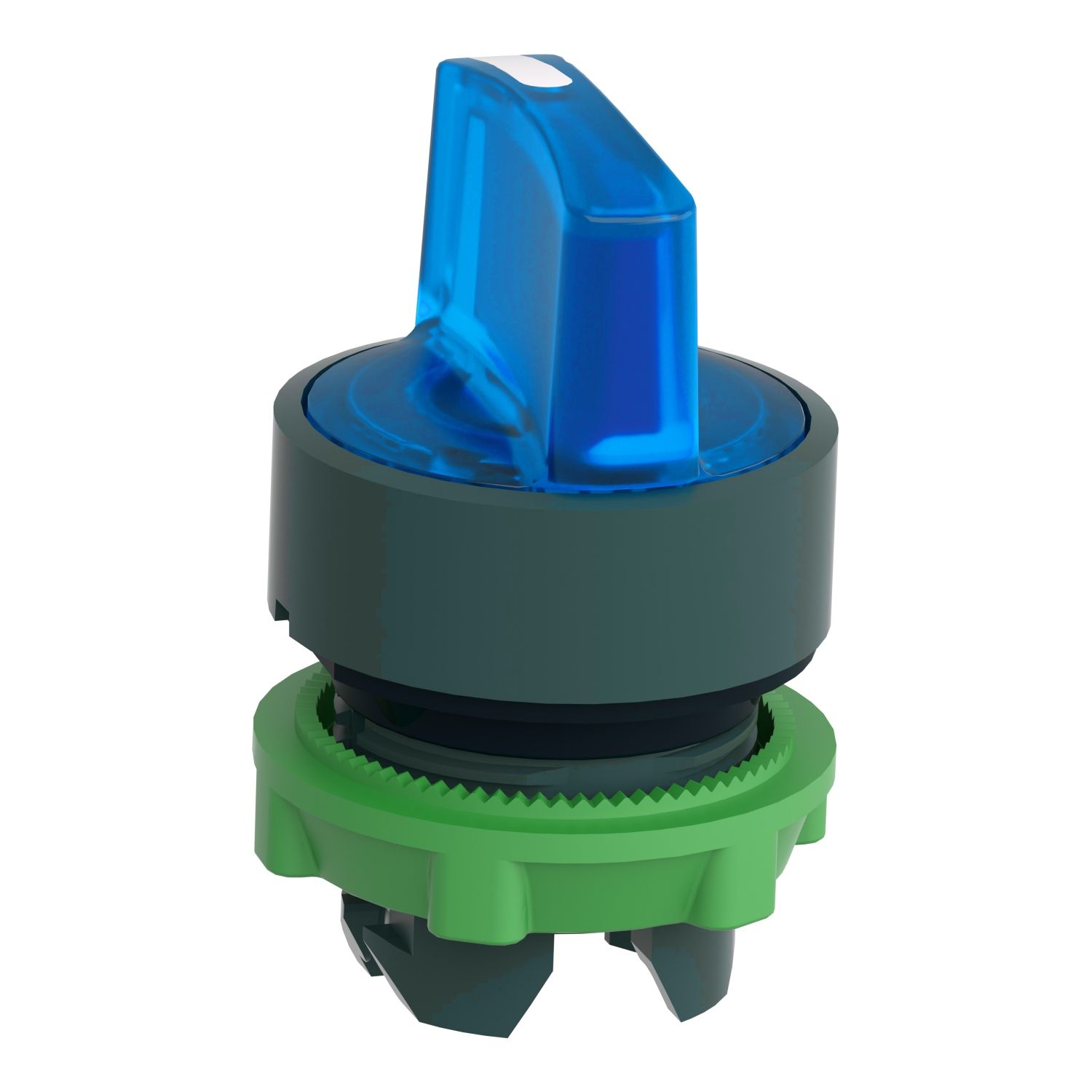 Picture of Head for illuminated selector switch, Harmony XB5, universal LED,  blue handle, 22mm, 3 positions, stay put