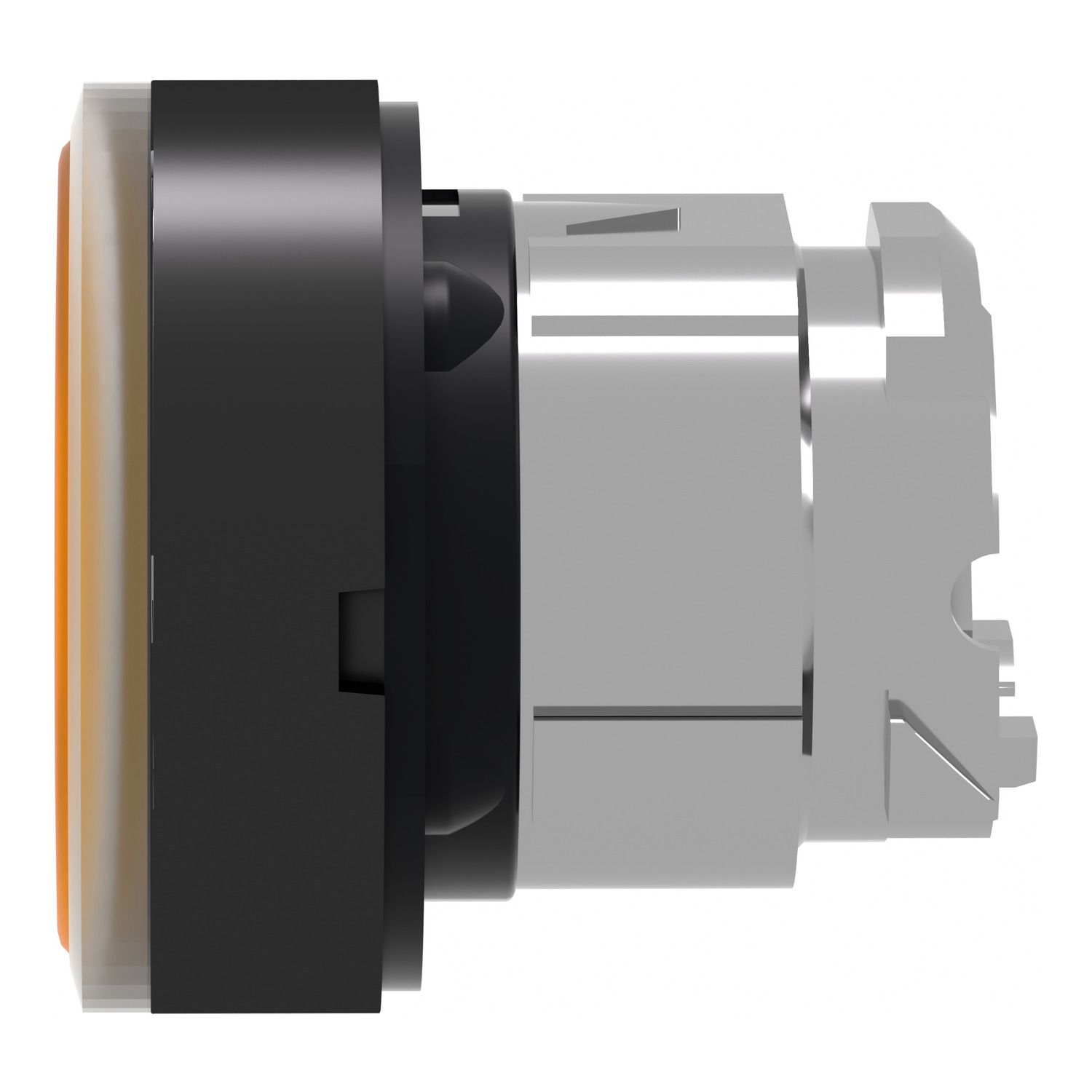 Picture of Head for illuminated push button, Harmony XB4, orange flush, 22mm, universal LED, spring return, plain, unmarked