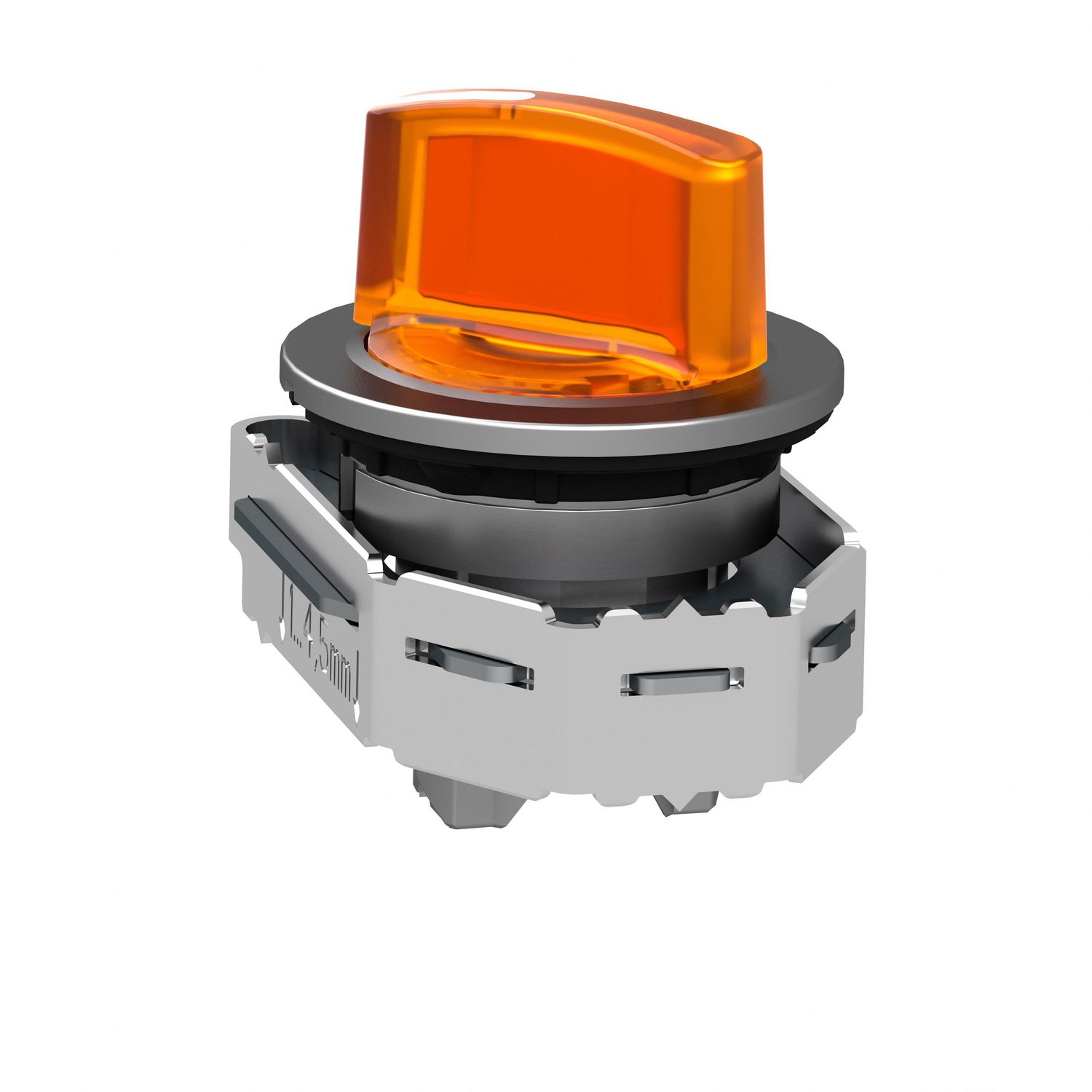 Picture of Head for illuminated selector switch, Harmony XB4, metal, orange handle, flush mounted, 30mm, universal LED, 2 positions