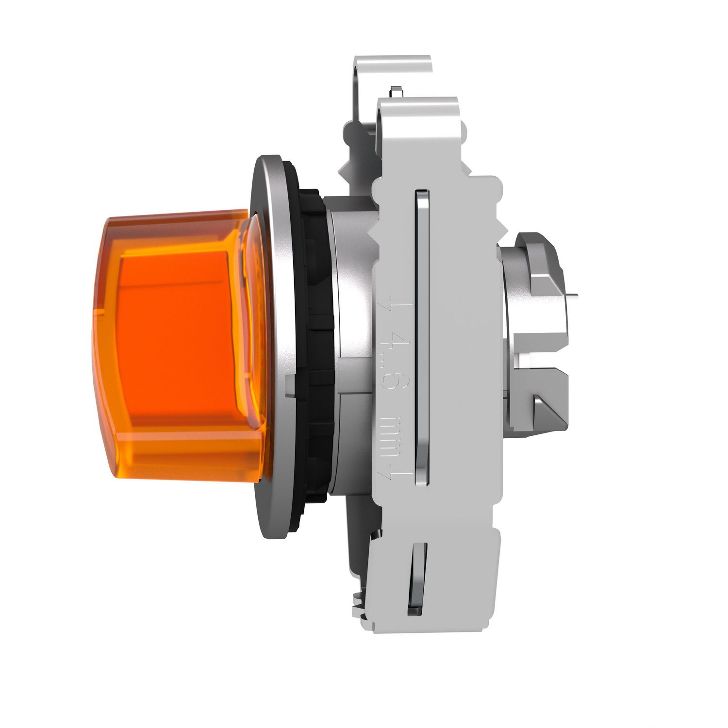 Picture of Head for illuminated selector switch, Harmony XB4, metal, orange handle, flush mounted, 30mm, universal LED, 2 positions
