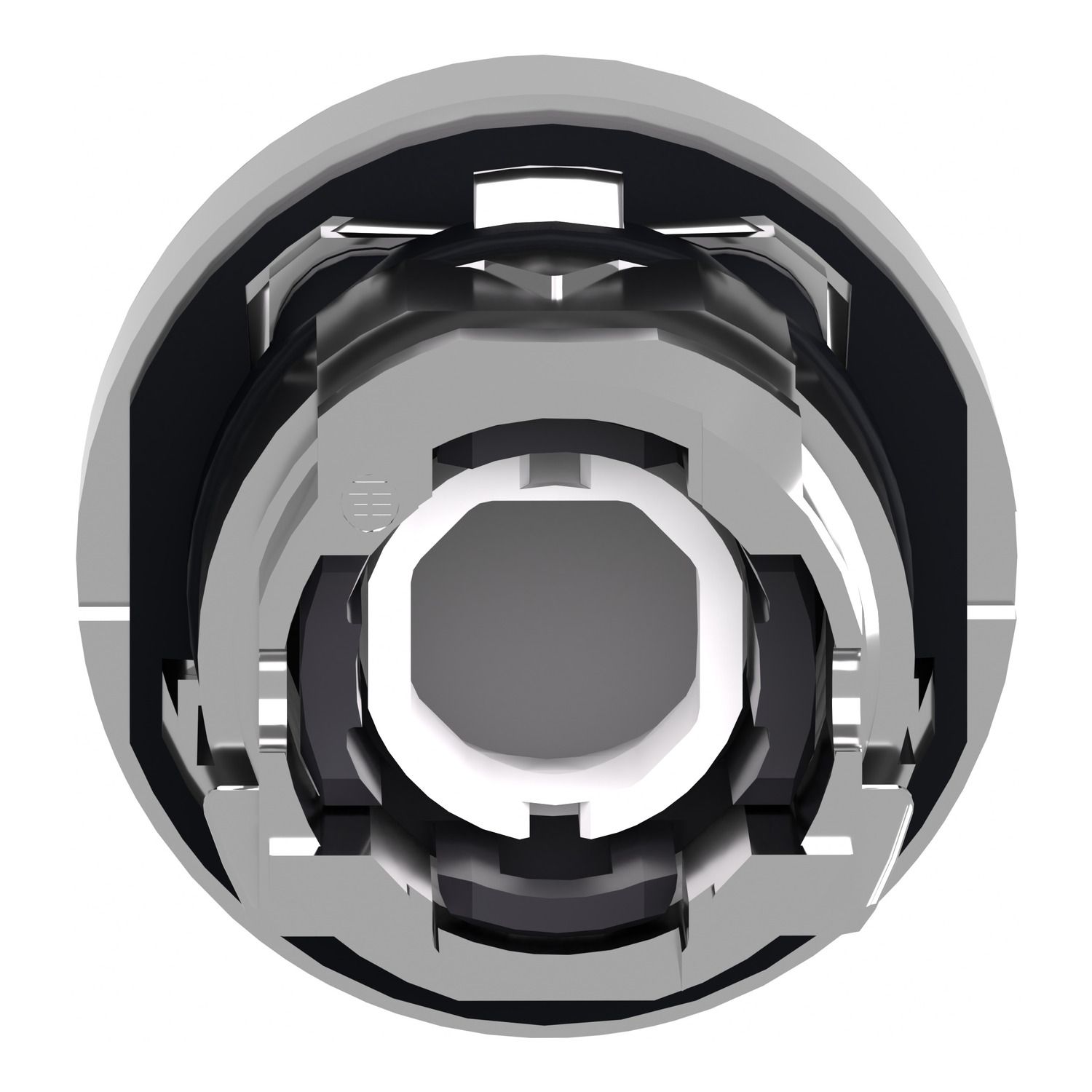 Picture of Head for illuminated push button, Harmony XB4, metal, white projecting, 22mm, universal LED, spring return, plain lens