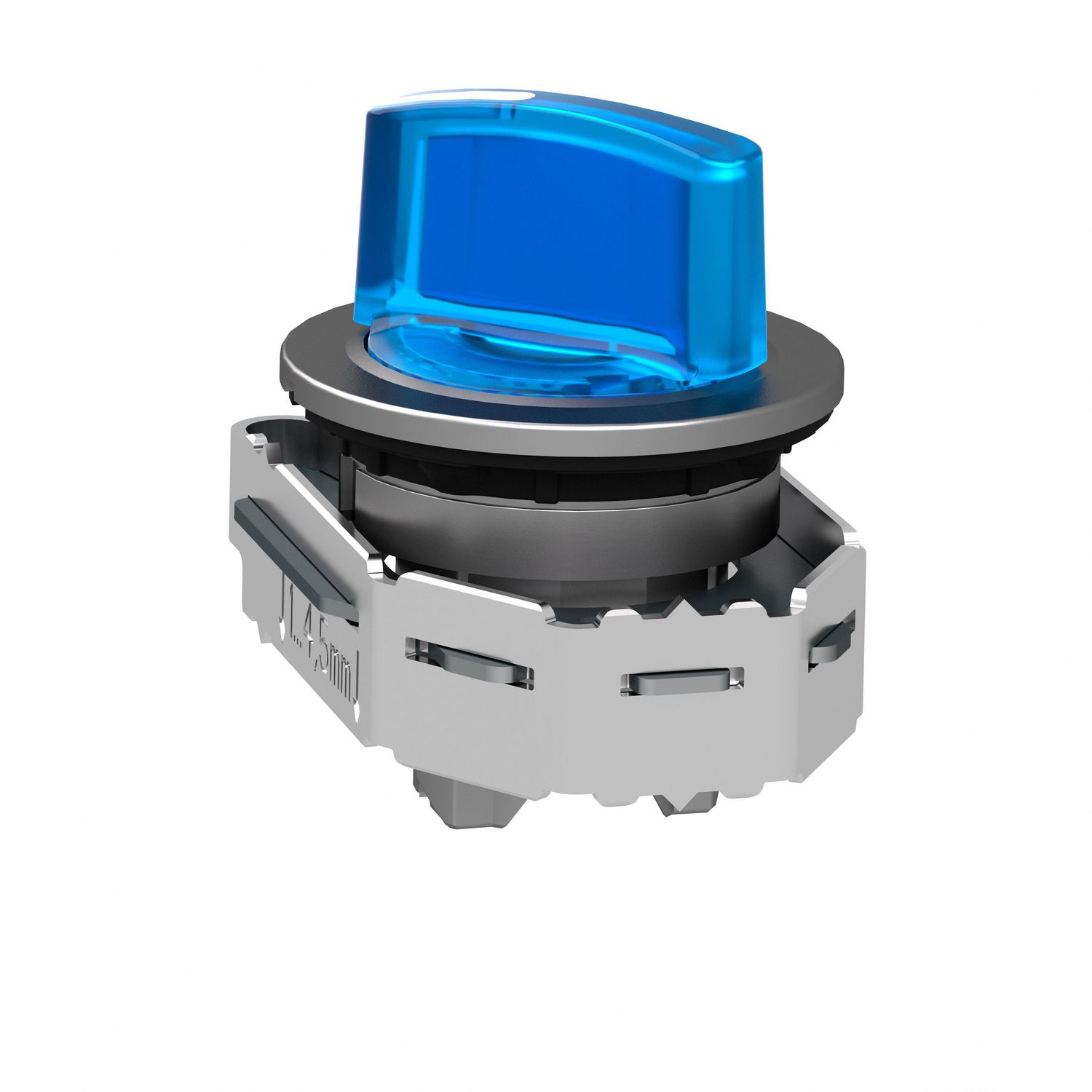 Picture of Head for illuminated selector switch, Harmony XB4, metal, blue handle, 30mm, universal LED, 2 positions, spring return