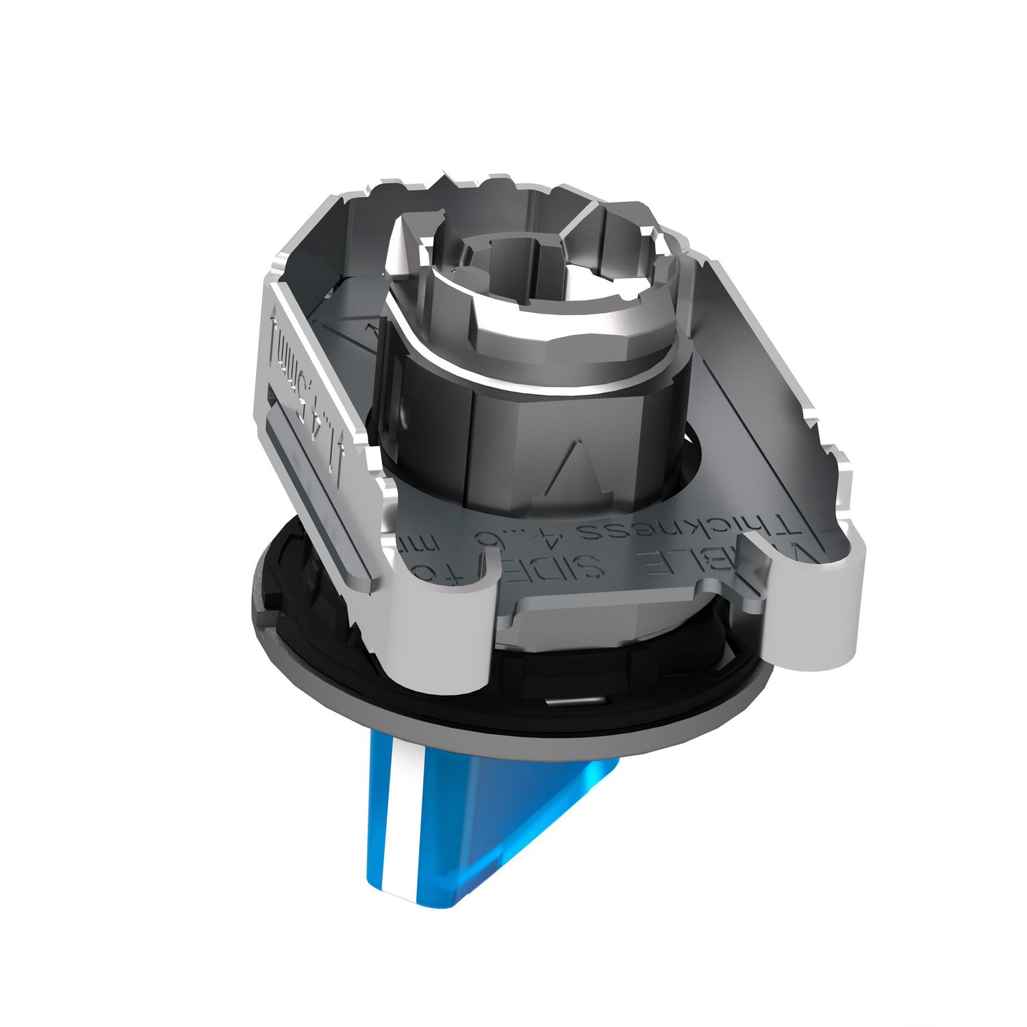 Picture of Head for illuminated selector switch, Harmony XB4, metal, blue handle, 30mm, universal LED, 2 positions, spring return