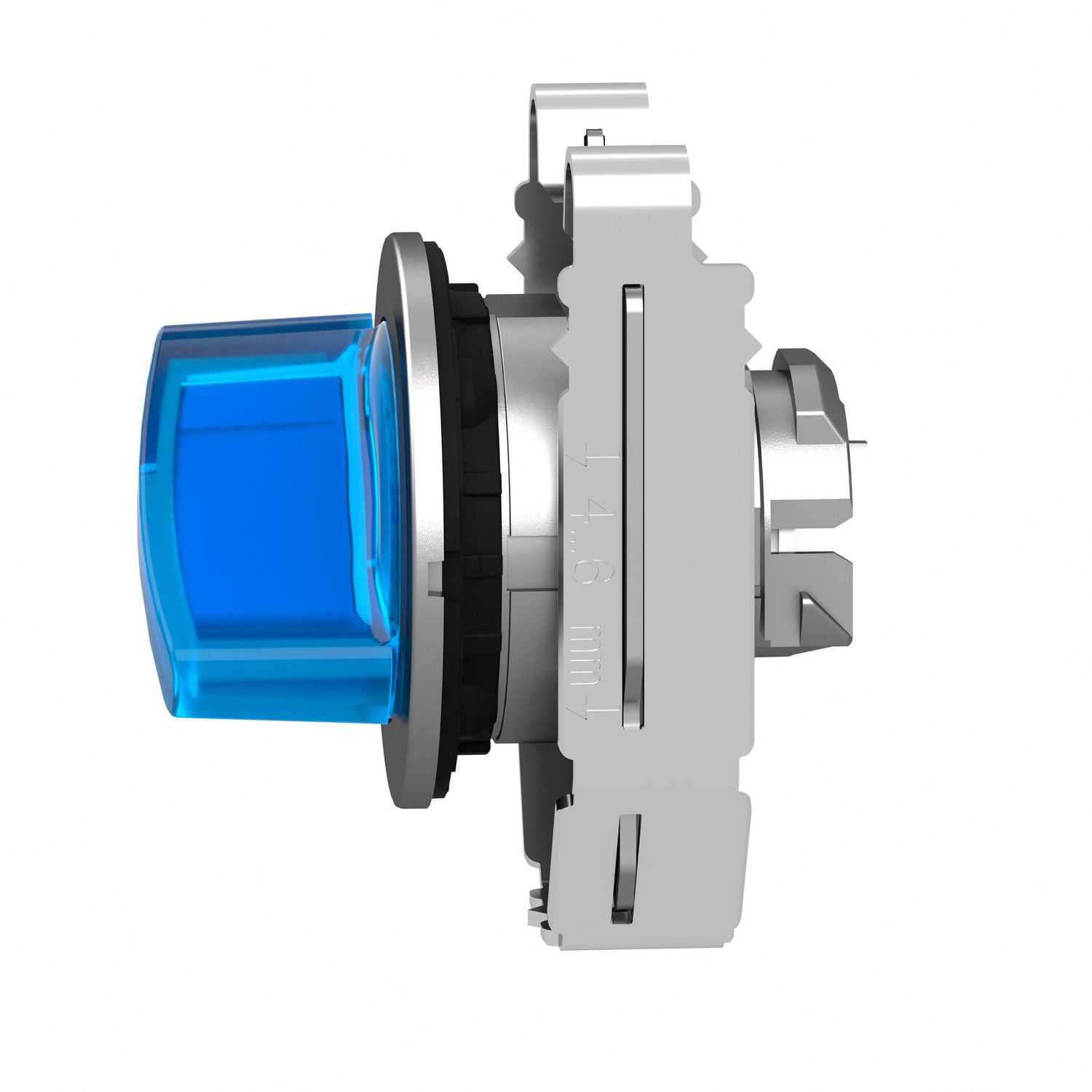 Picture of Head for illuminated selector switch, Harmony XB4, metal, blue handle, 30mm, universal LED, 2 positions, spring return