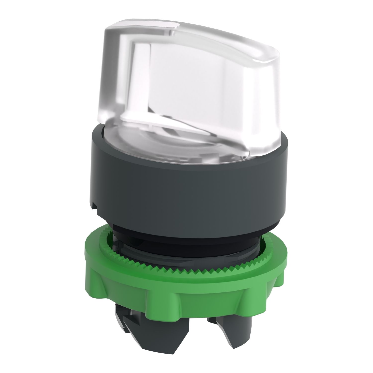 Picture of Head for illuminated selector switch, Harmony XB5, universal LED,  white handle, 22mm, 2 positions, spring return