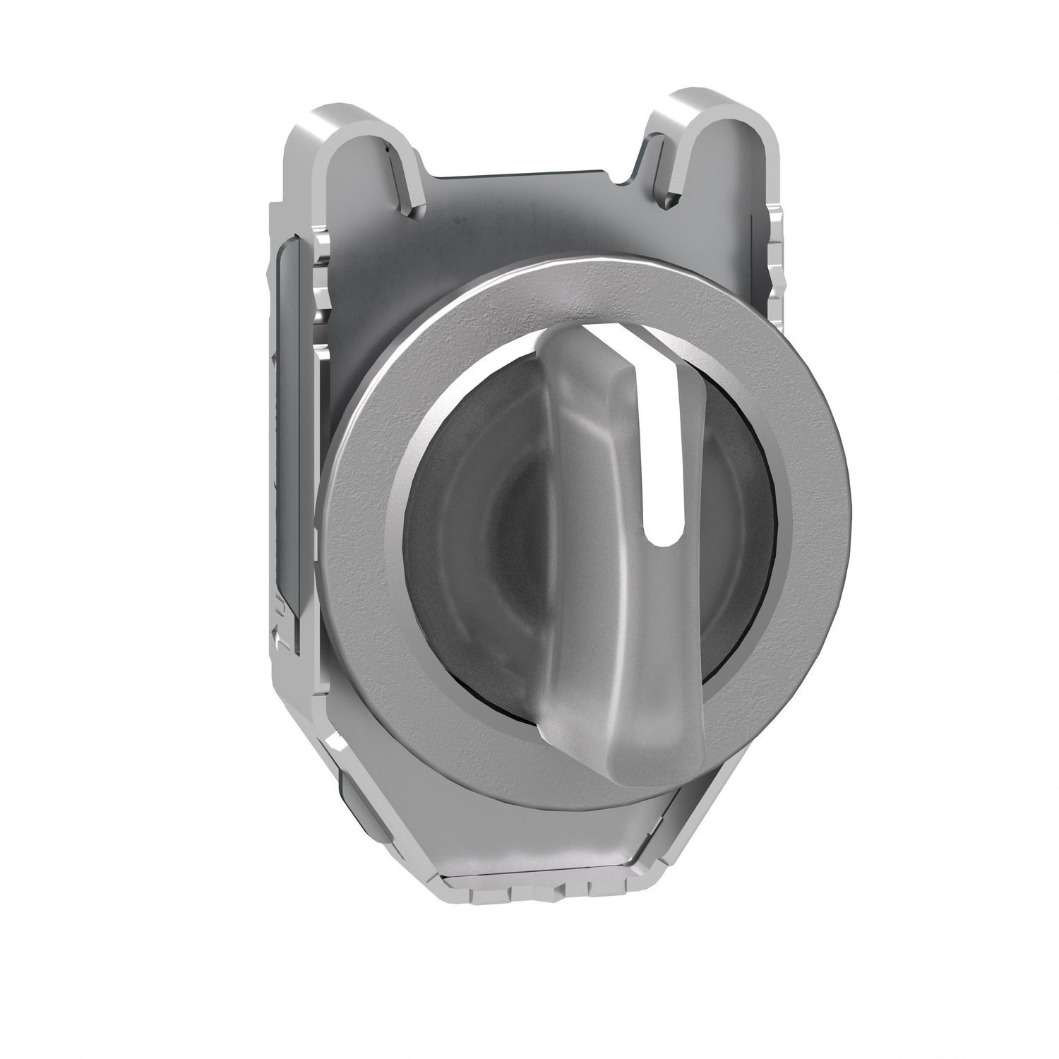 Picture of Head for illuminated selector switch, Harmony XB4, metal, white handle, flush mounted, 30mm, universal LED, 3 positions