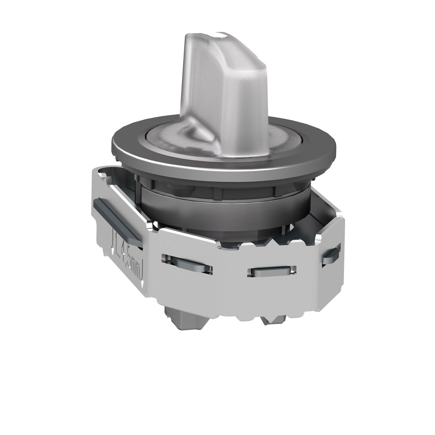 Picture of Head for illuminated selector switch, Harmony XB4, metal, white handle, flush mounted, 30mm, universal LED, 3 positions