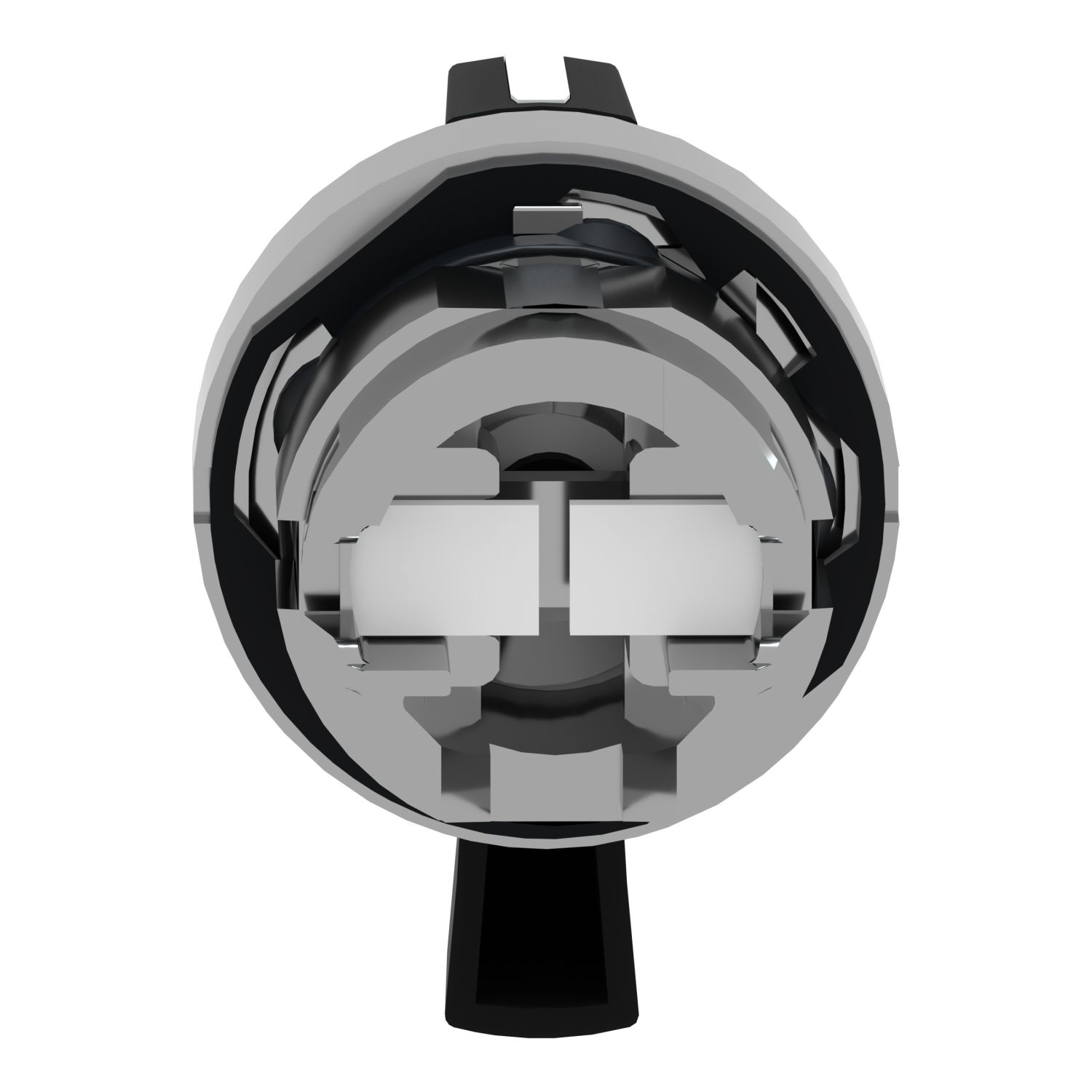 Picture of Head for selector switch, Harmony XB4, metal, black, 22mm, long handle, 3 positions, spring return left to center