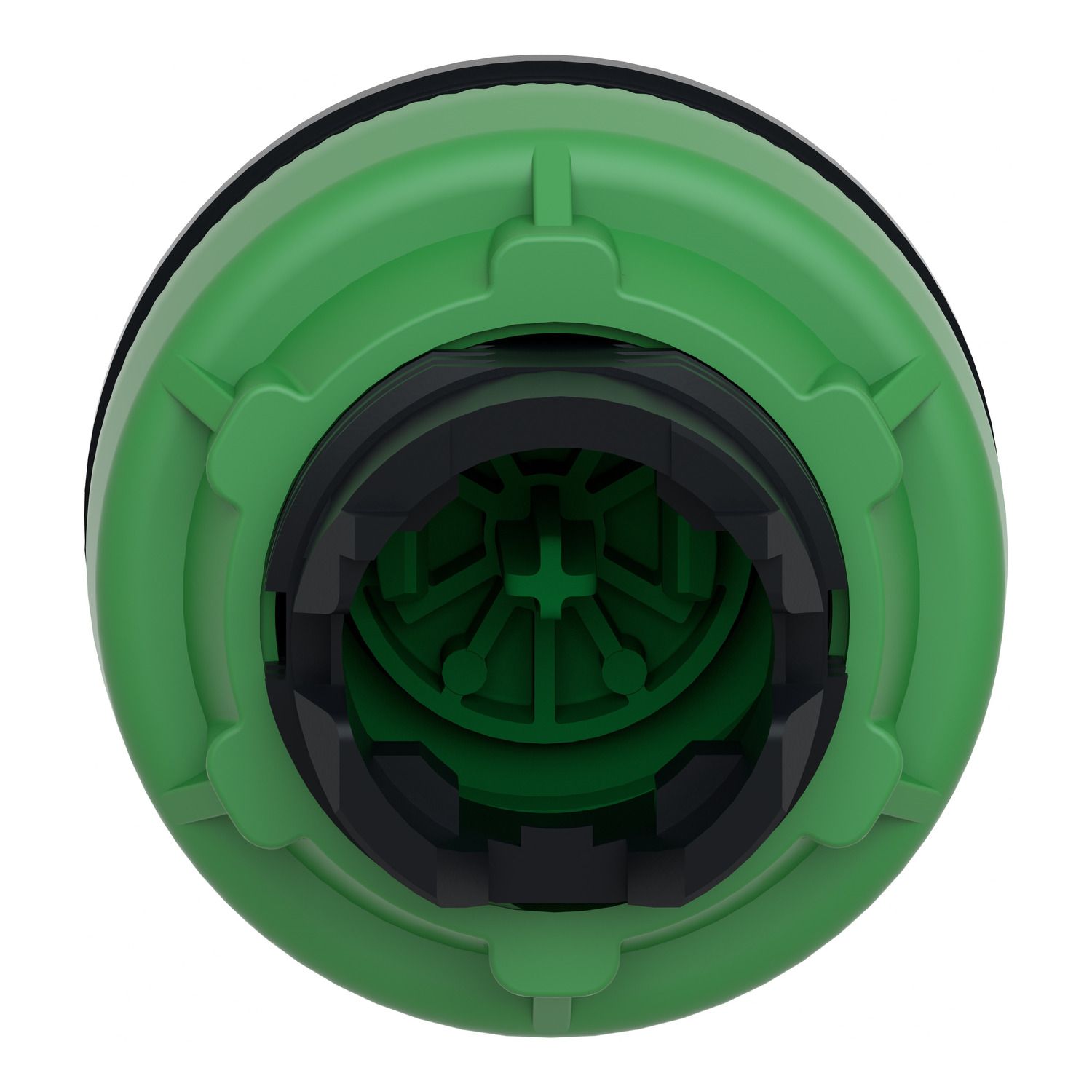 Picture of Antimicrobial Flush mounted push button head, Harmony XB5, plastic, green, 30mm, spring return, unmarked