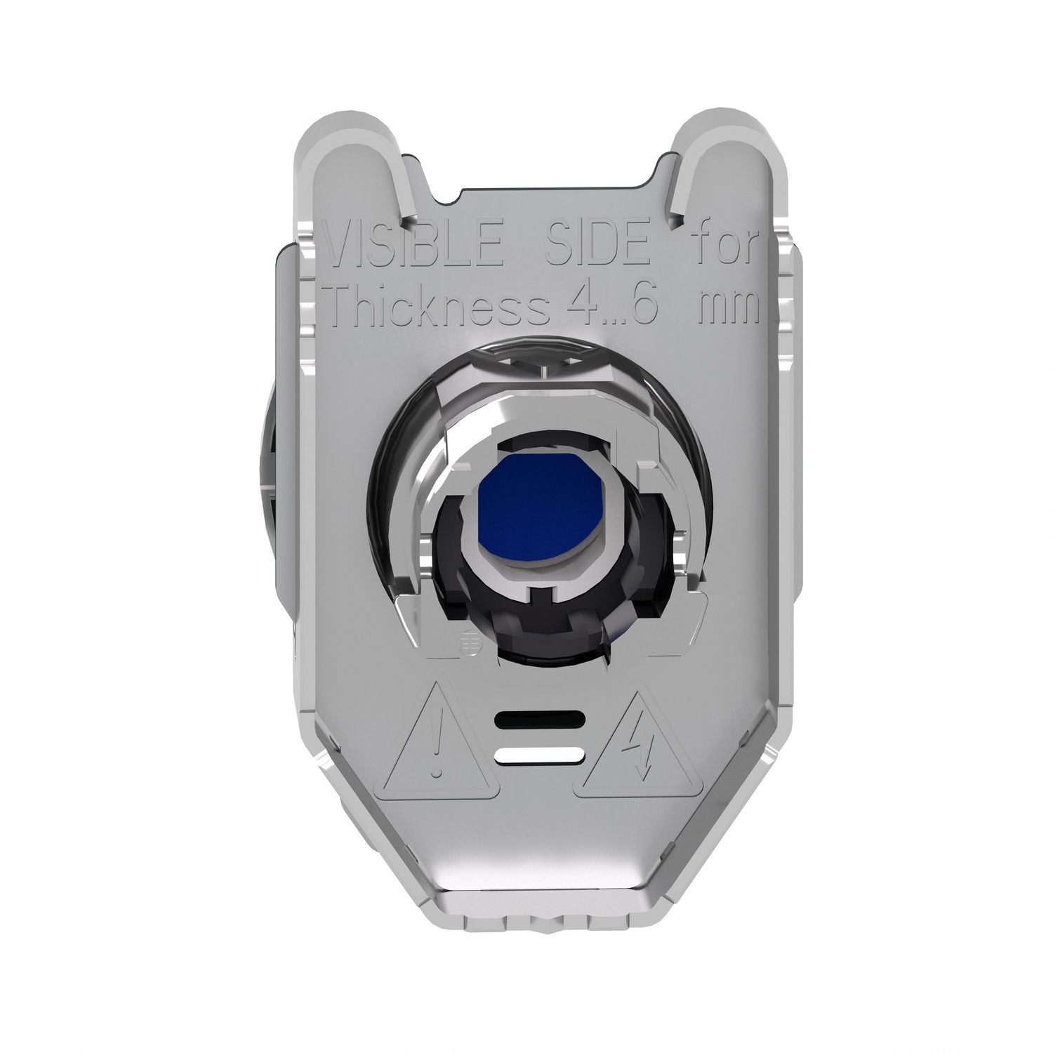 Picture of Head for illuminated push button, Harmony XB4, metal, blue flush mounted, 30mm, universal LED, unmarked