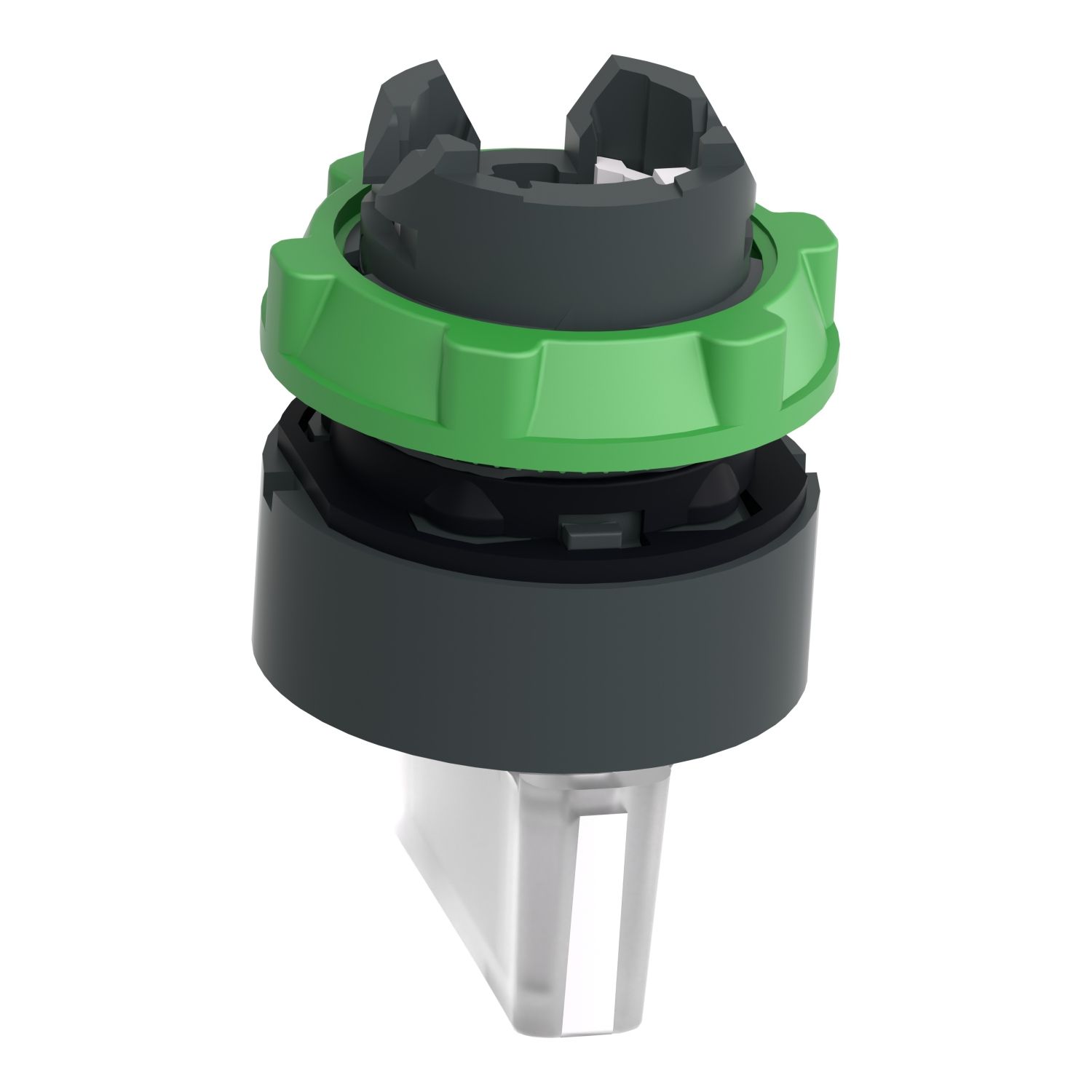 Picture of Head for illuminated selector switch, Harmony XB5, dark grey plastic, white handle, 22mm, universal LED, 3 positions, right to center