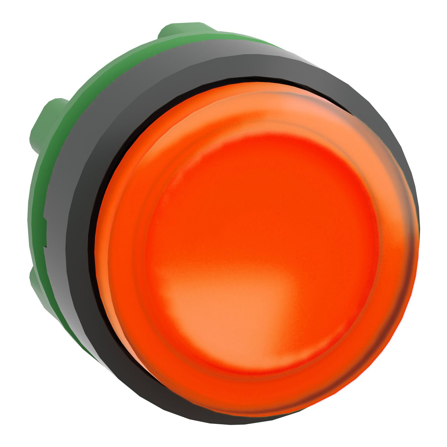 Picture of Head for illuminated push button, Harmony XB5, orange projecting, 22mm, universal LED, spring return, unmarked