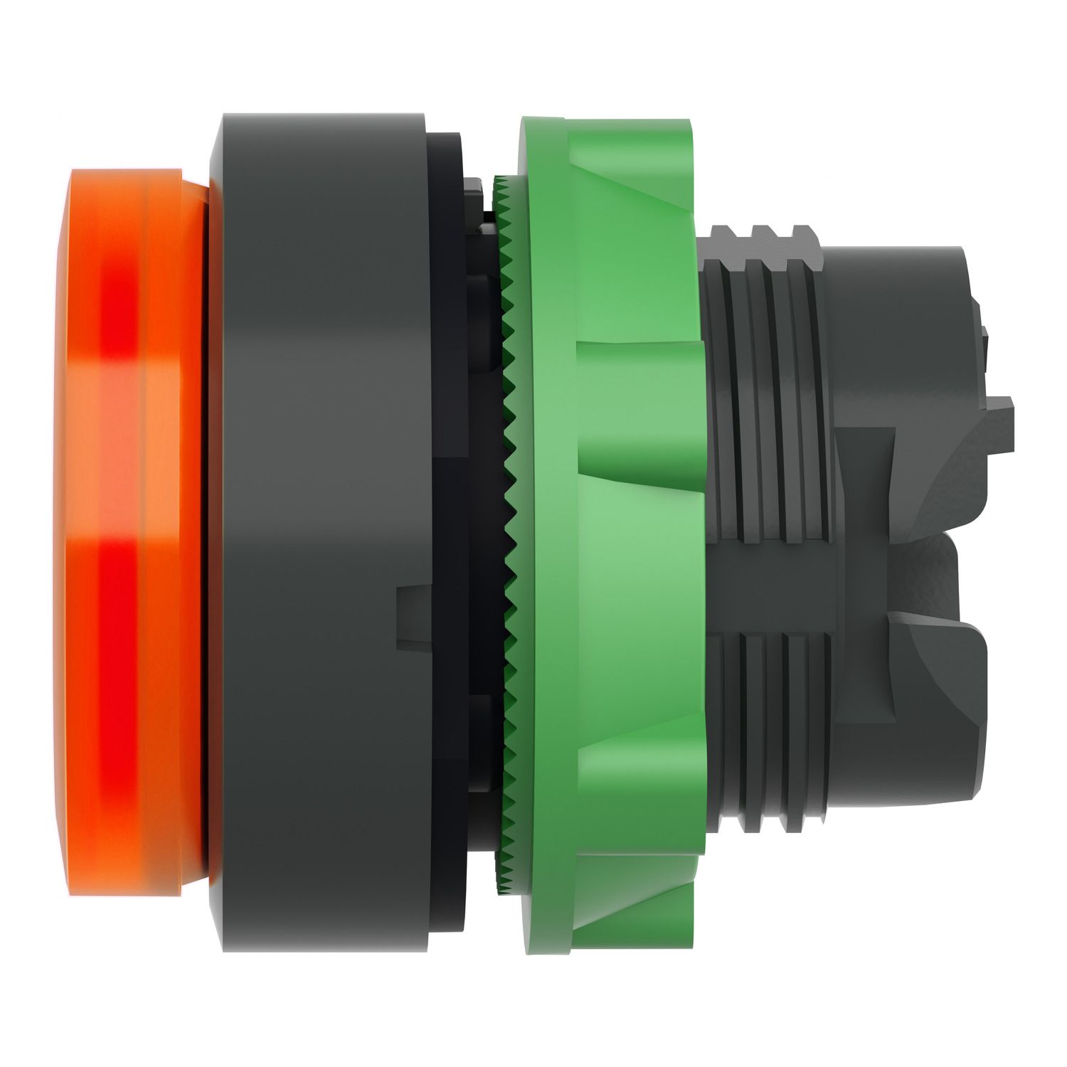 Picture of Head for illuminated push button, Harmony XB5, orange projecting, 22mm, universal LED, spring return, unmarked