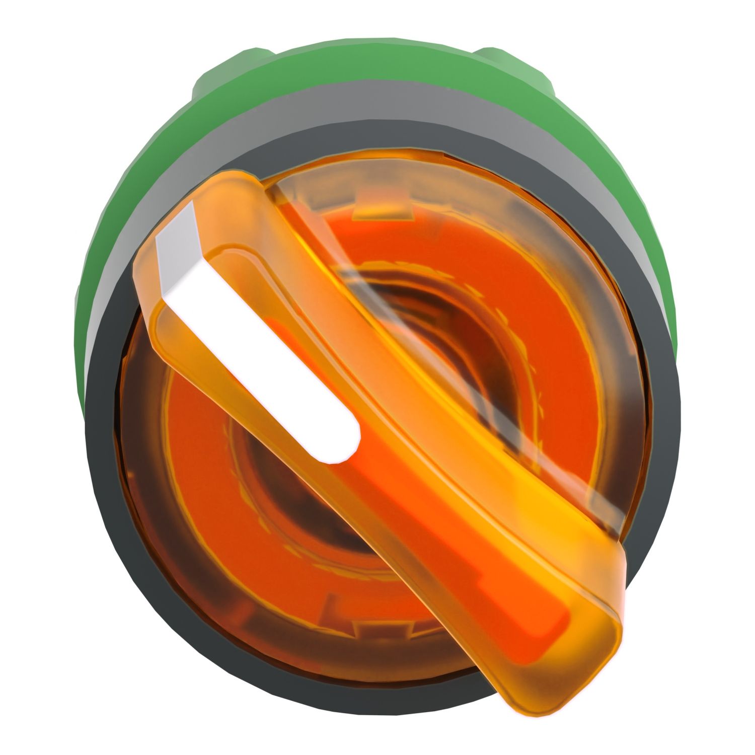 Picture of Head for illuminated selector switch, Harmony XB5, universal LED,  orange handle, 22mm, 2 positions, spring return