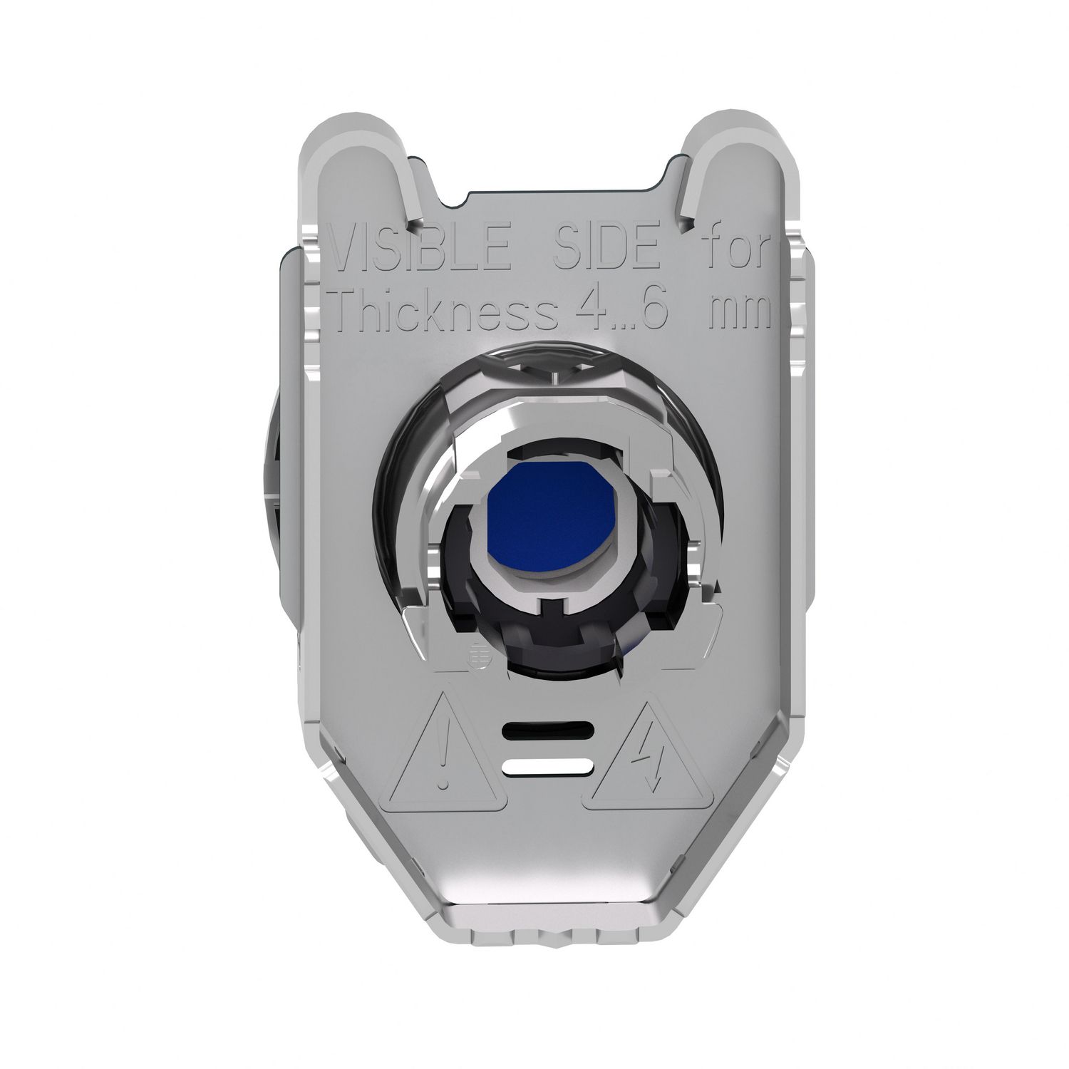 Picture of Head for illuminated push button, Harmony XB4, plastic, blue projecting, 30mm, universal LED, spring return, plain lens