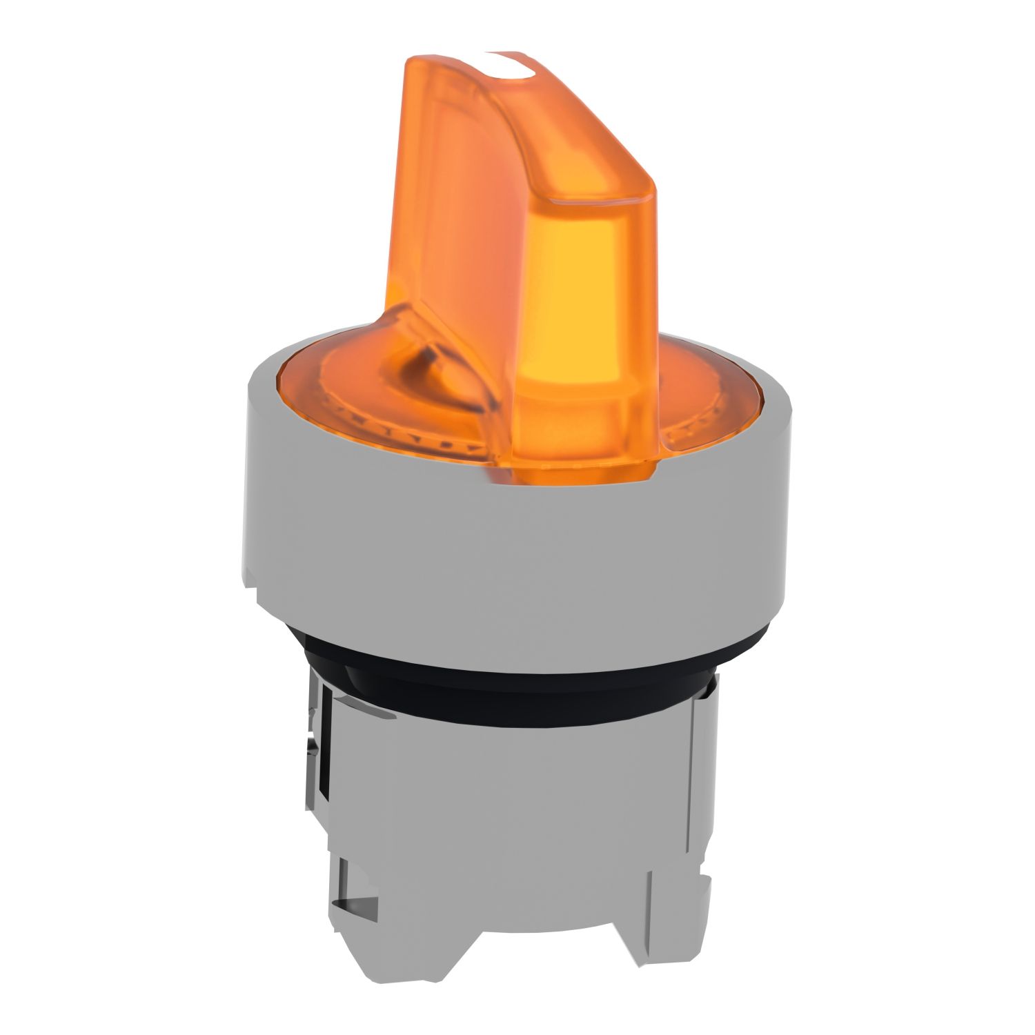 Picture of Head for illuminated selector switch, Harmony XB4, metal, orange handle, 22mm, universal LED, 3 positions, right to center