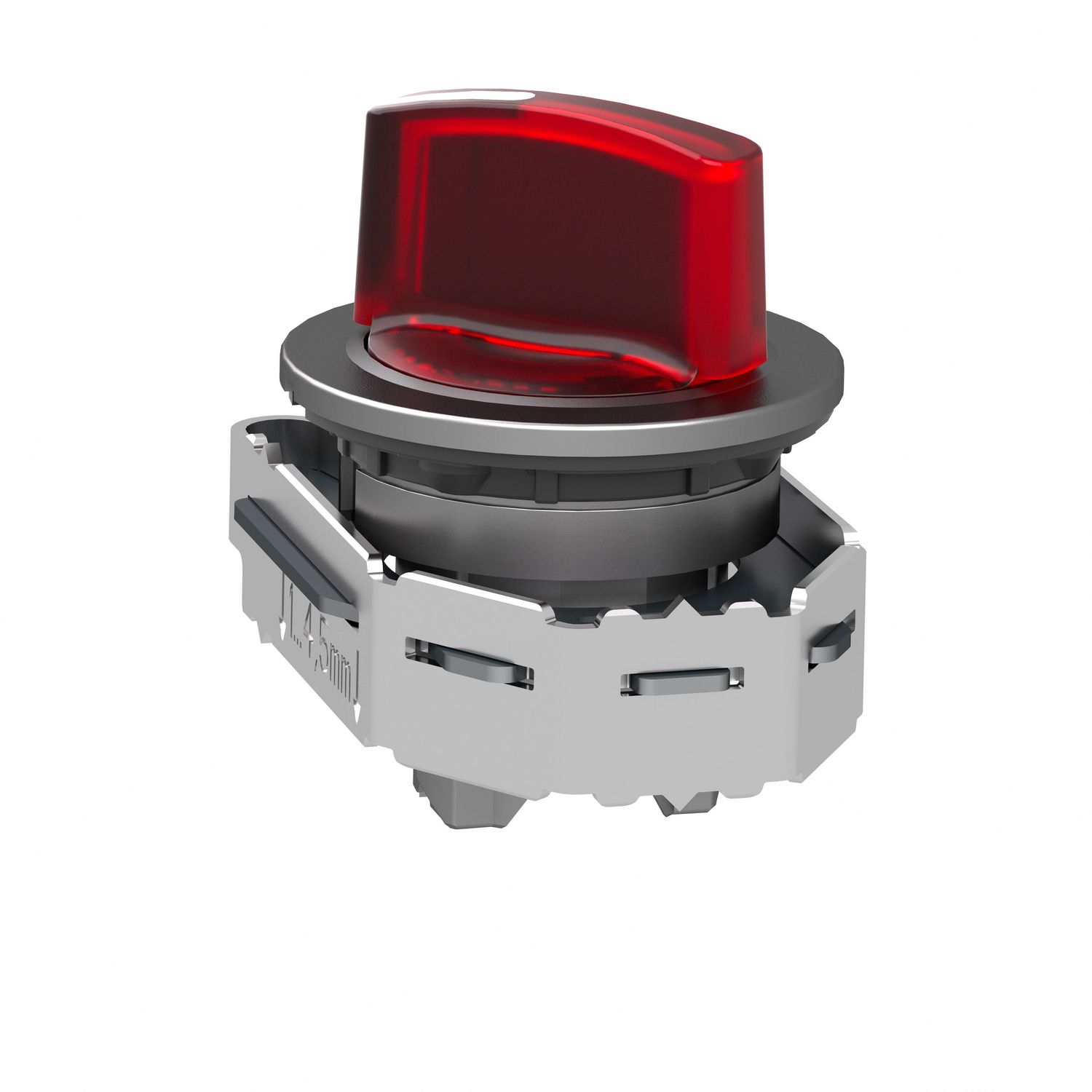 Picture of Head for illuminated selector switch, Harmony XB4, metal, red handle, 30mm, universal LED, 2 positions, spring return