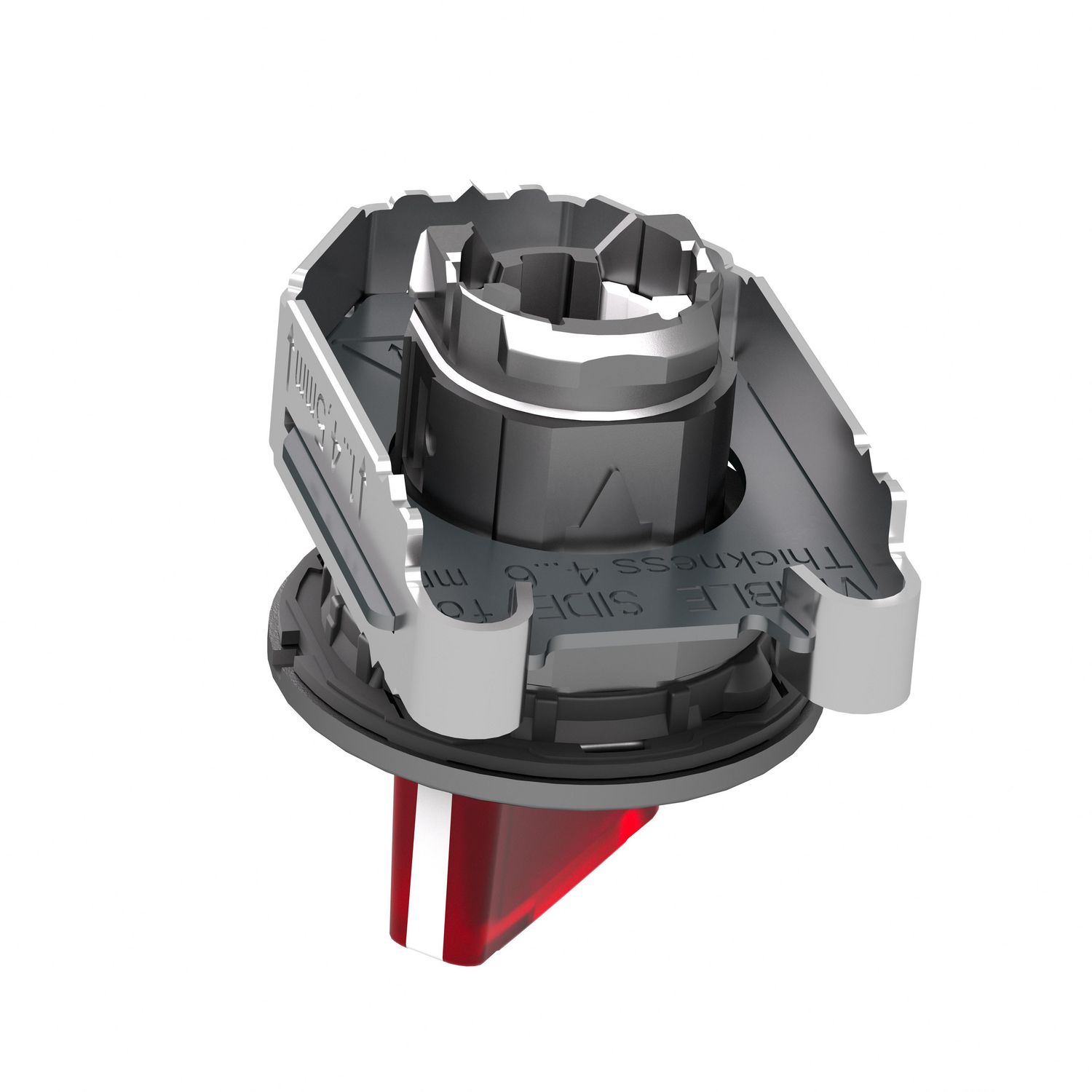 Picture of Head for illuminated selector switch, Harmony XB4, metal, red handle, 30mm, universal LED, 2 positions, spring return