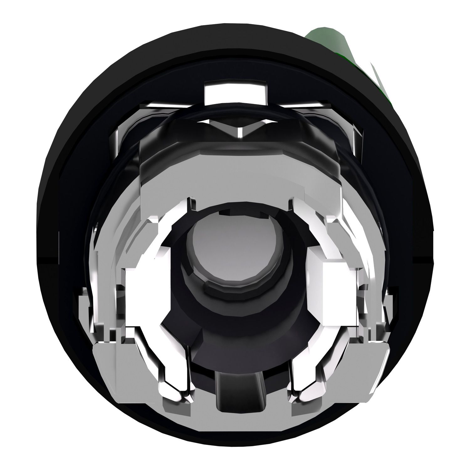 Picture of Head for illuminated selector switch, Harmony XB4, universal LED,  black metal, green handle, 22mm, 2 positions, stay put