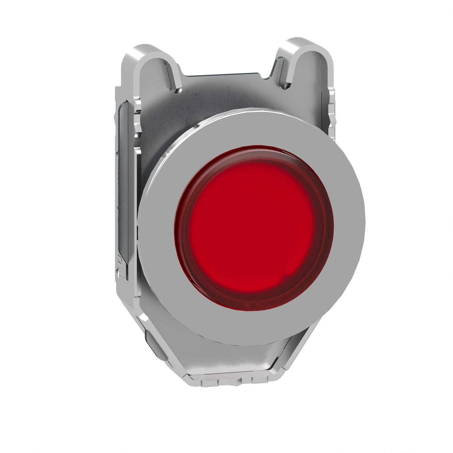 Picture of Head for illuminated push button, Harmony XB4, metal, red projecting, 30mm, universal LED, push-push, unmarked