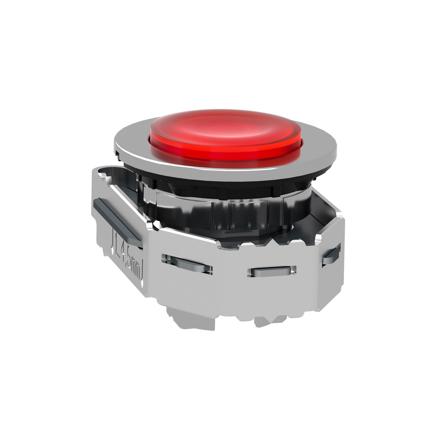 Picture of Head for illuminated push button, Harmony XB4, metal, red projecting, 30mm, universal LED, push-push, unmarked